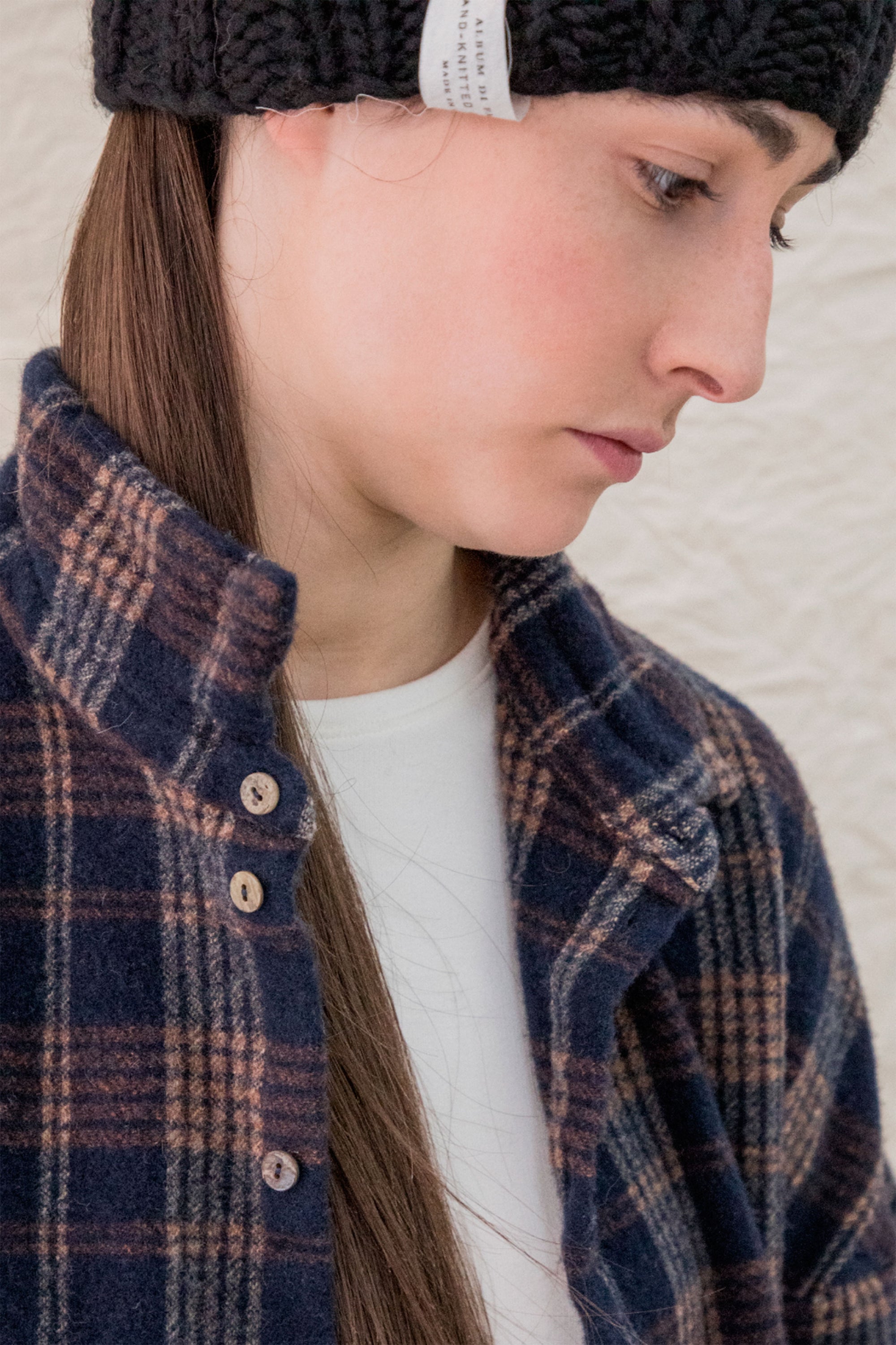 woolen tartan soft collar shirt ink