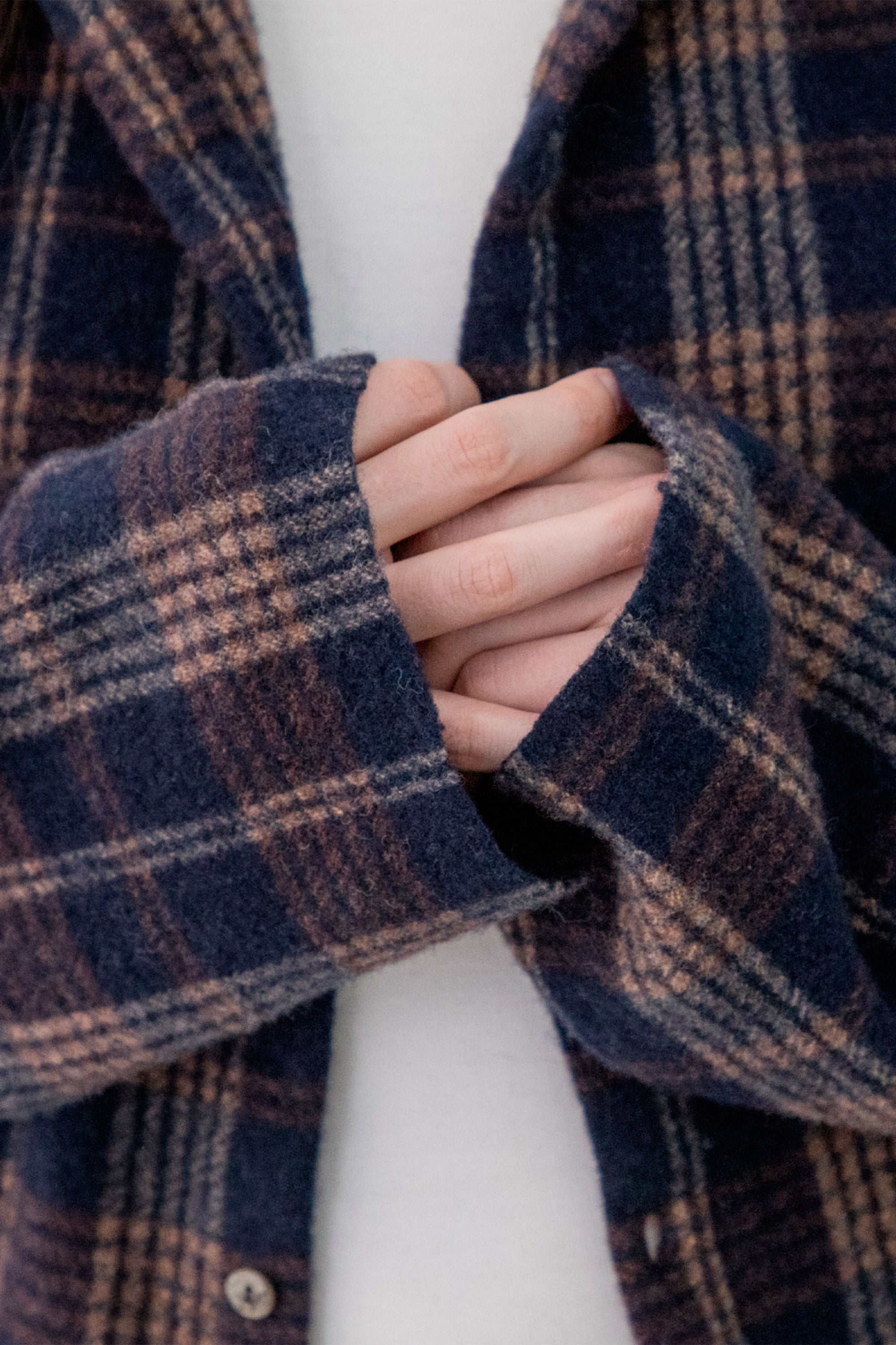 woolen tartan soft collar shirt ink