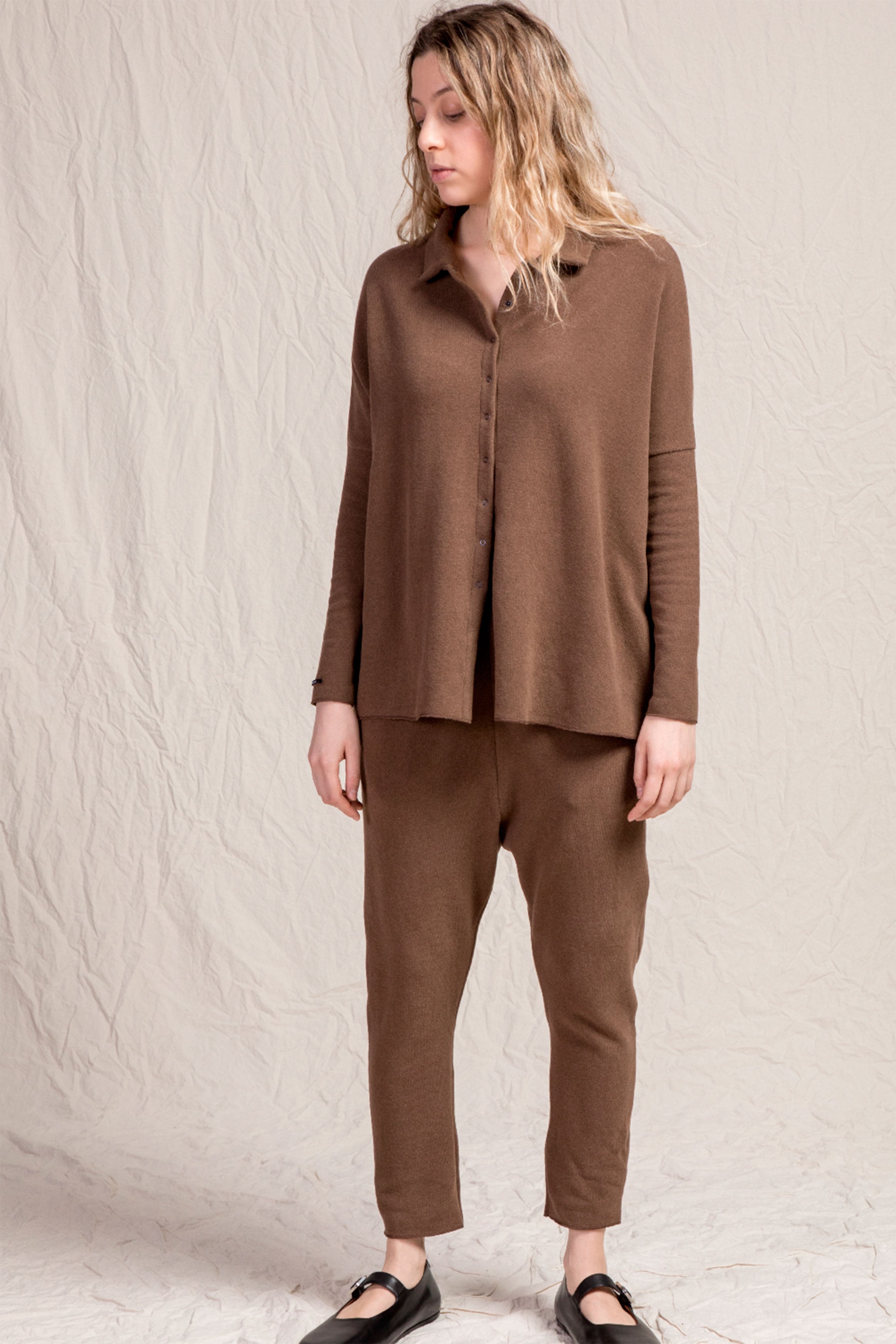 cardigan polo aperta jp chestnut