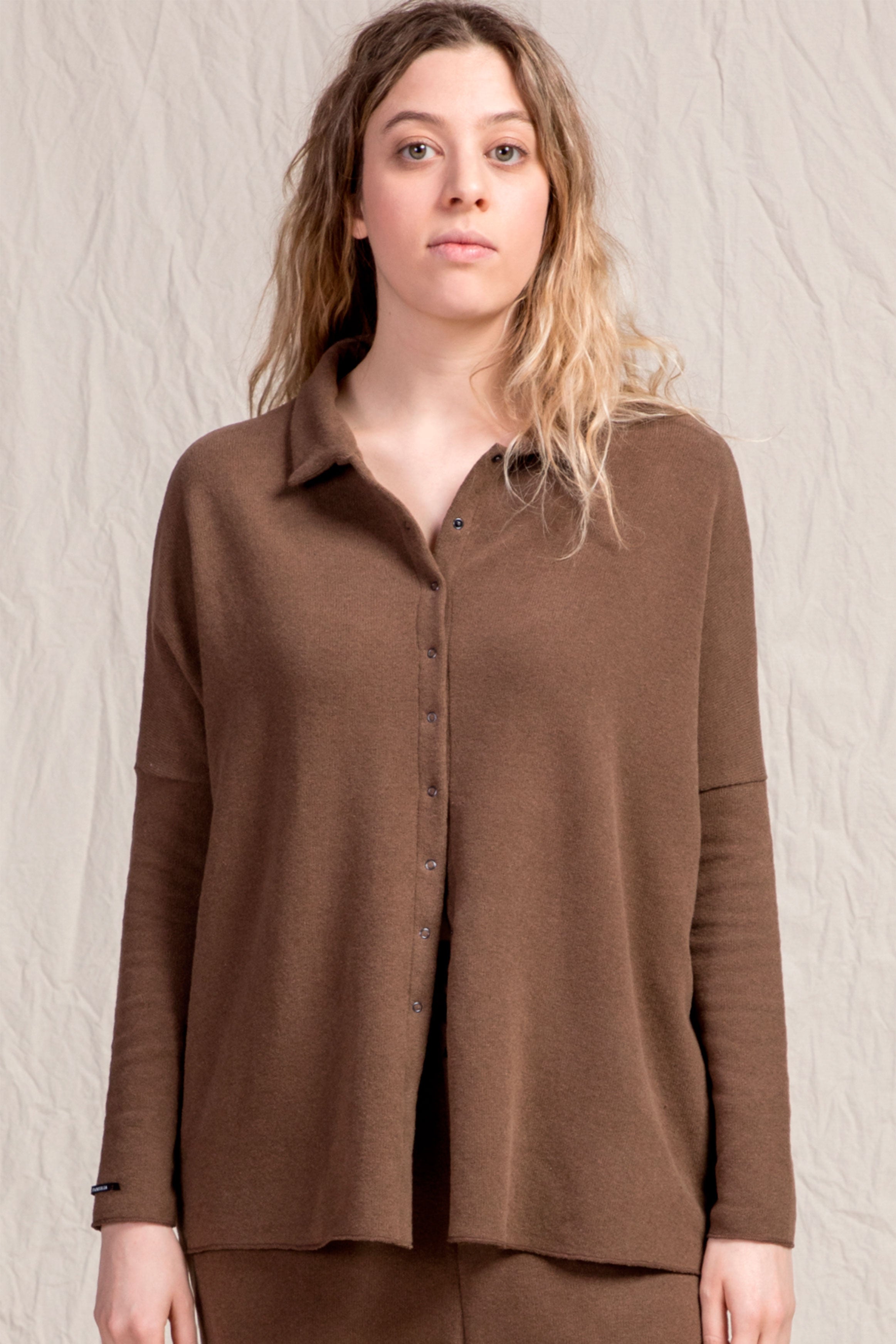 cardigan polo aperta jp chestnut