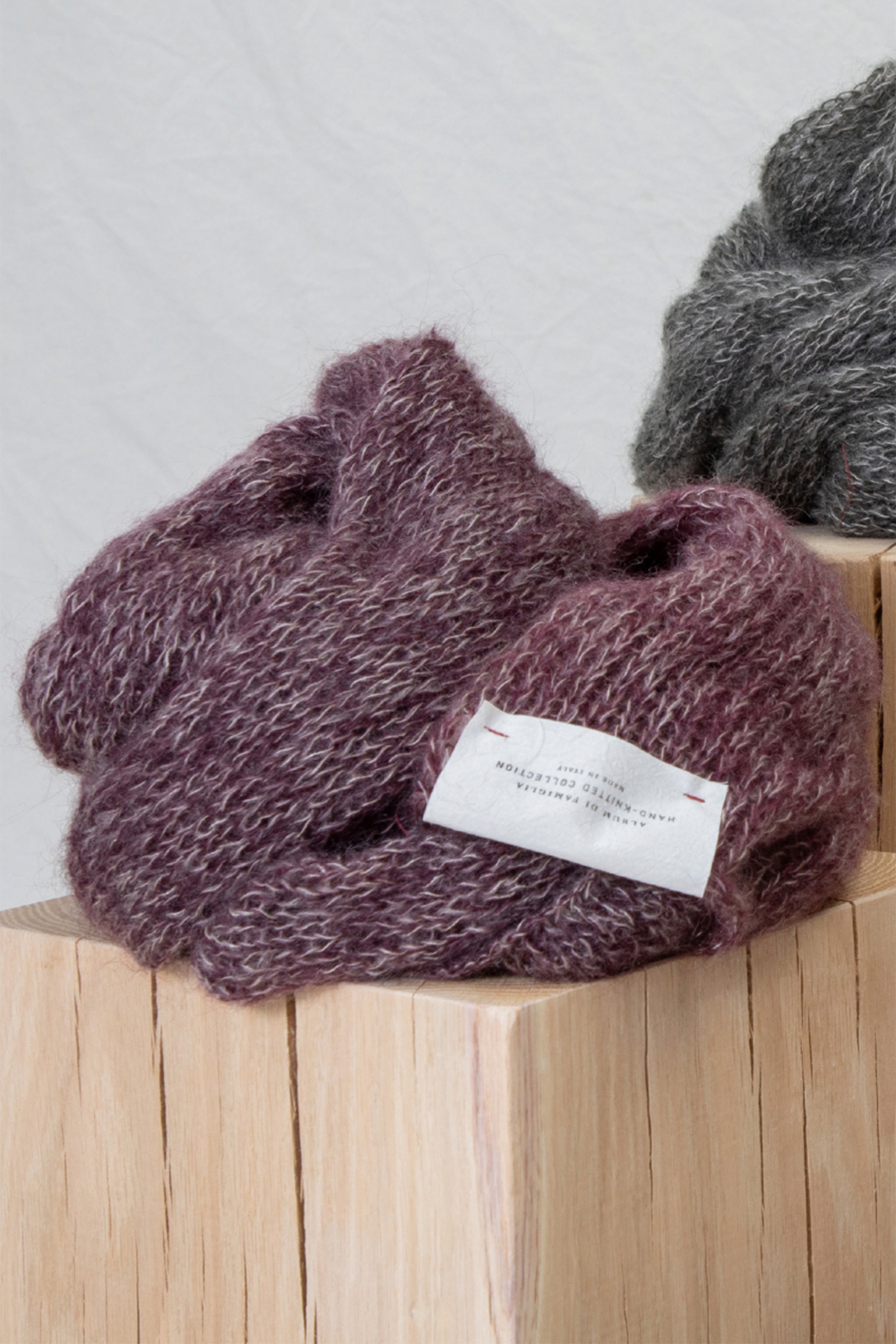 hk scarf plume chine mohair silk wine