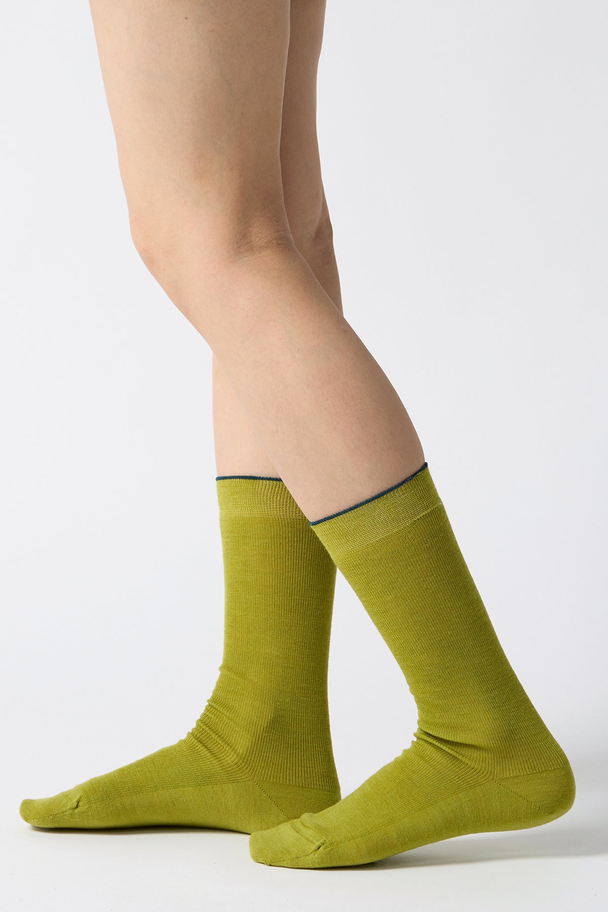 woolen fine ribbed socks pear