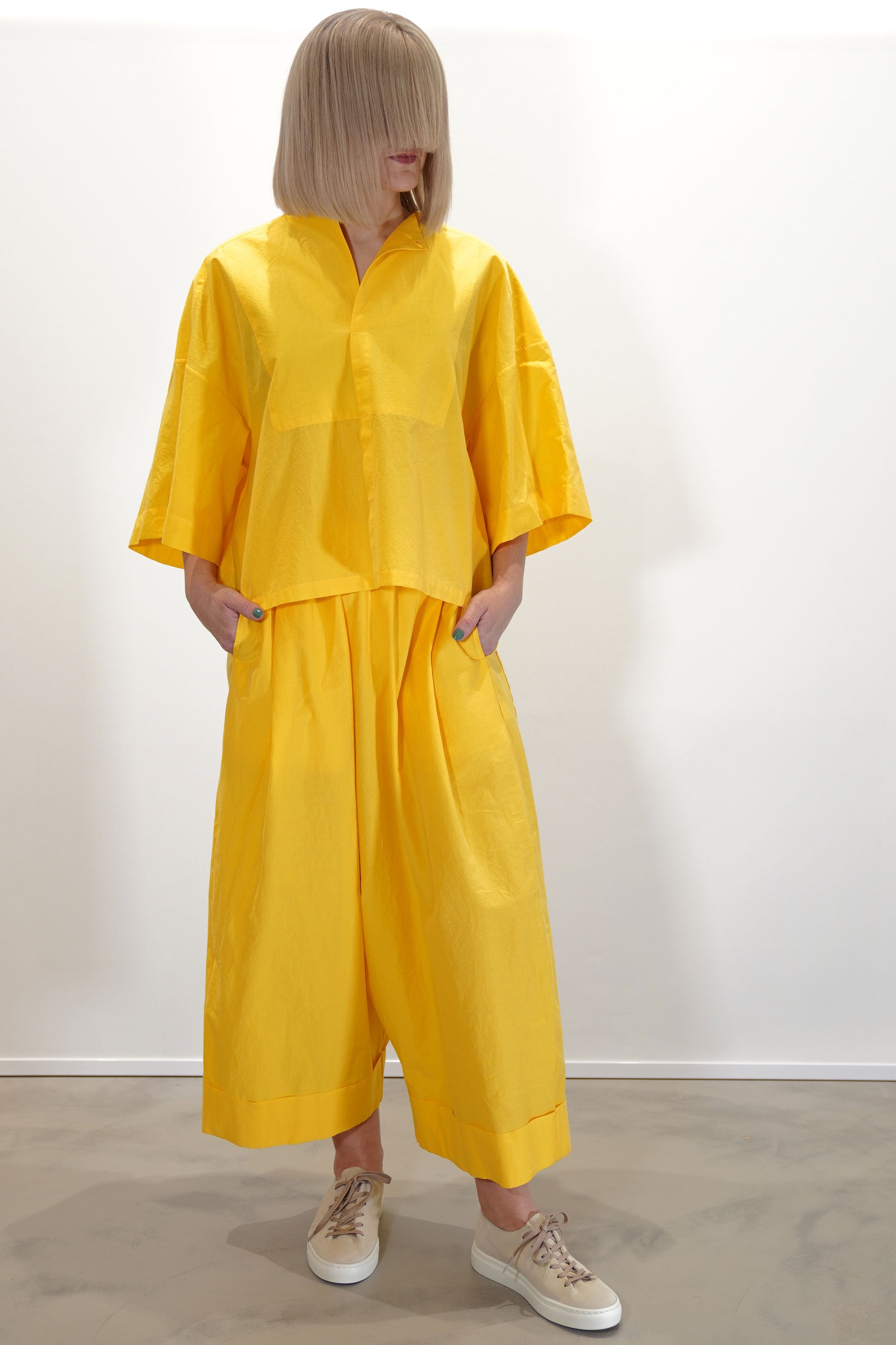 baker trousers cotton silk fried egg