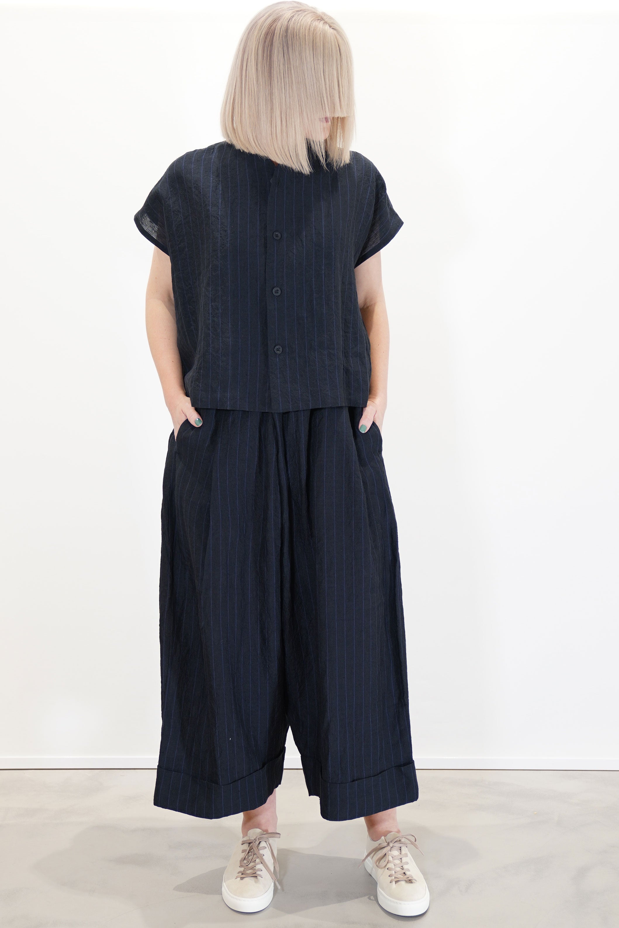 baker trousers butcher stripe ink