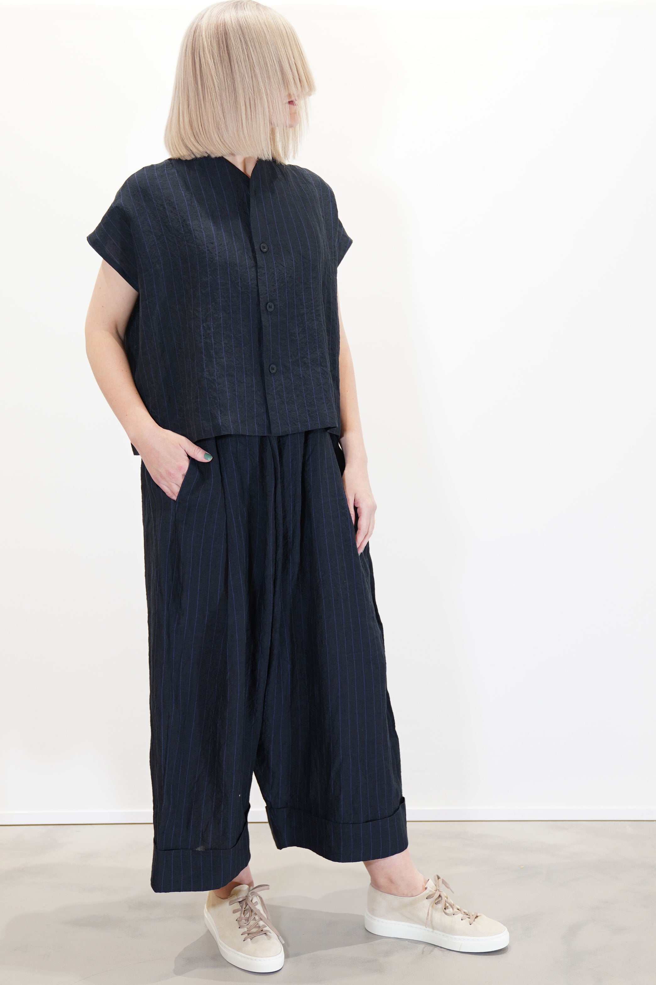 baker trousers butcher stripe ink