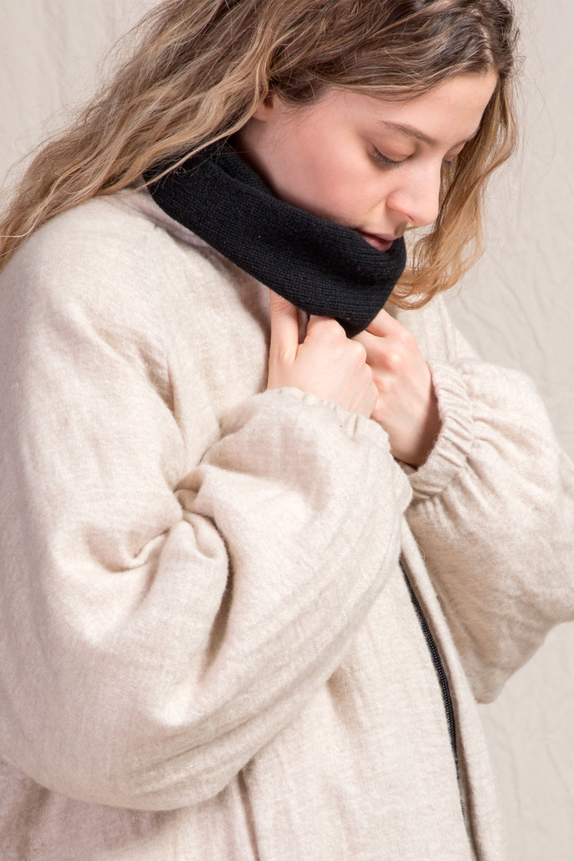 woolen bomber jacket wo|ws natural