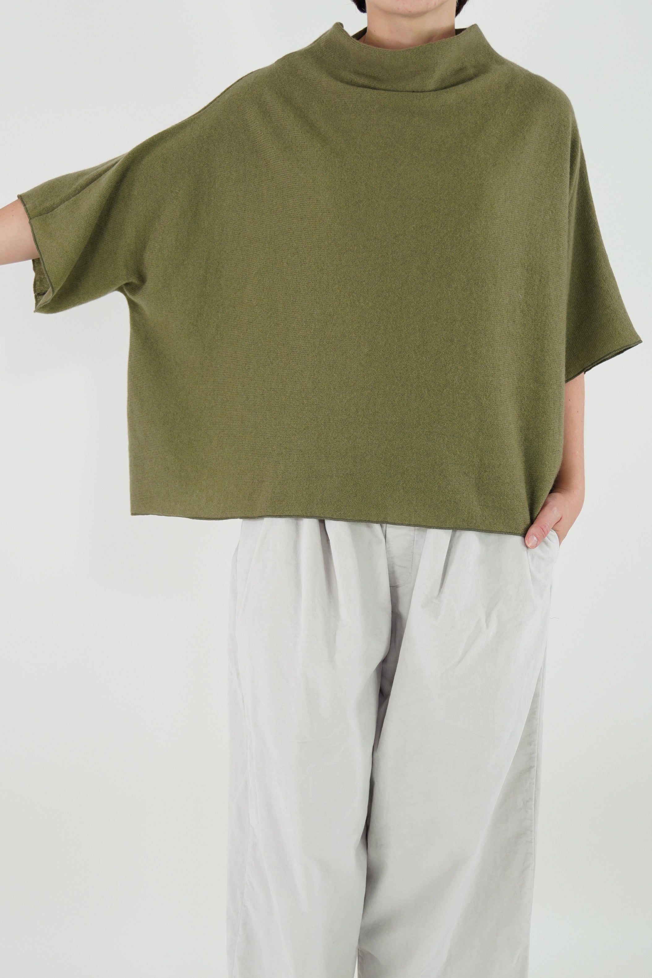 cashmere high neck over olive