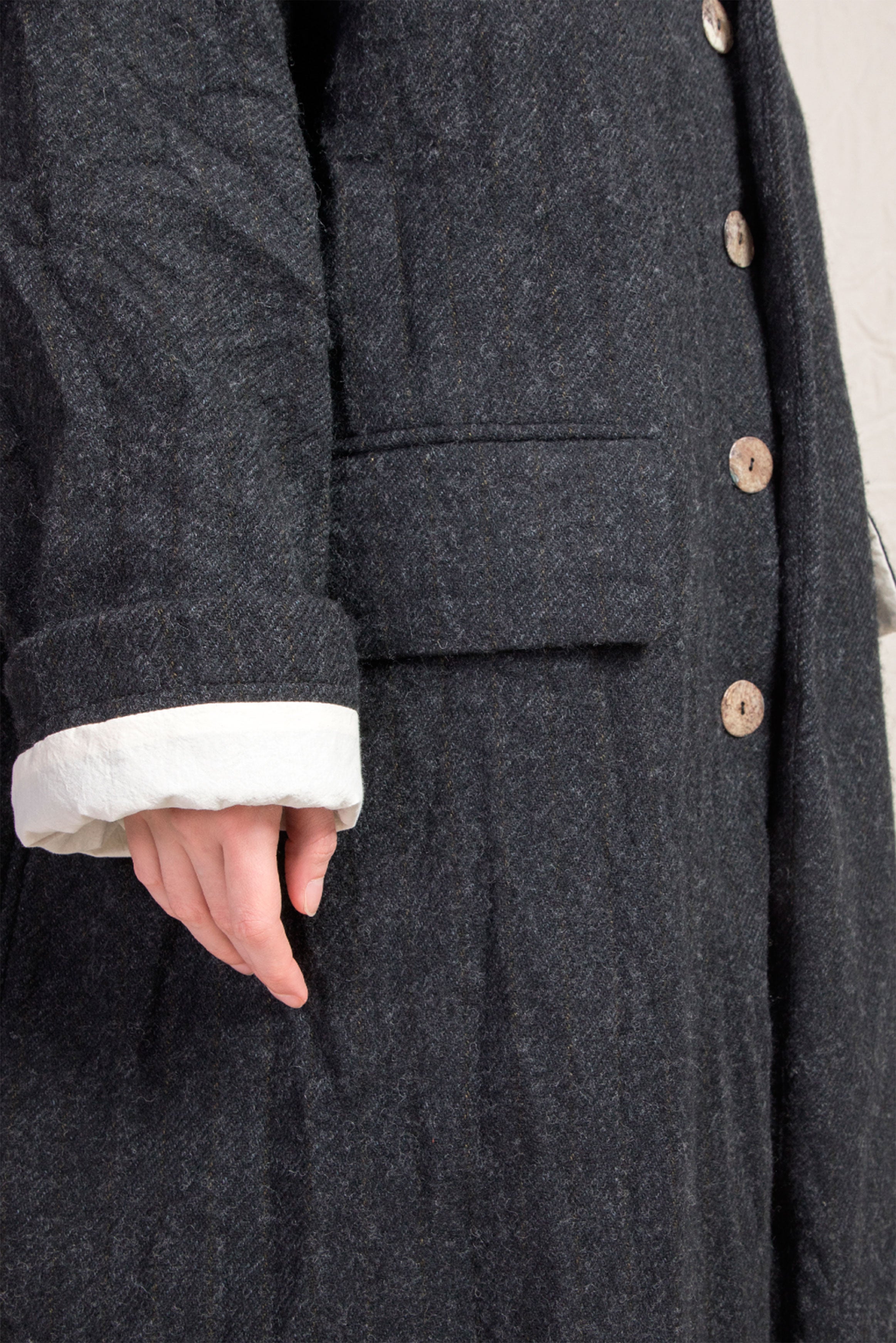 crash wool linen coat almost black