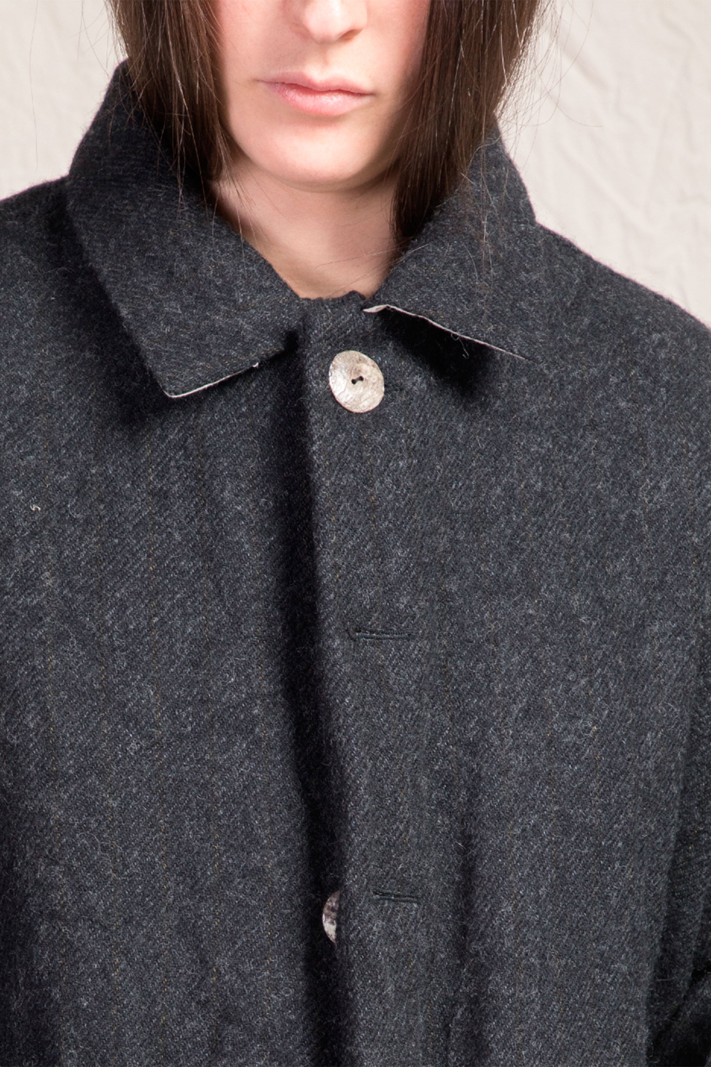 crash wool linen coat almost black