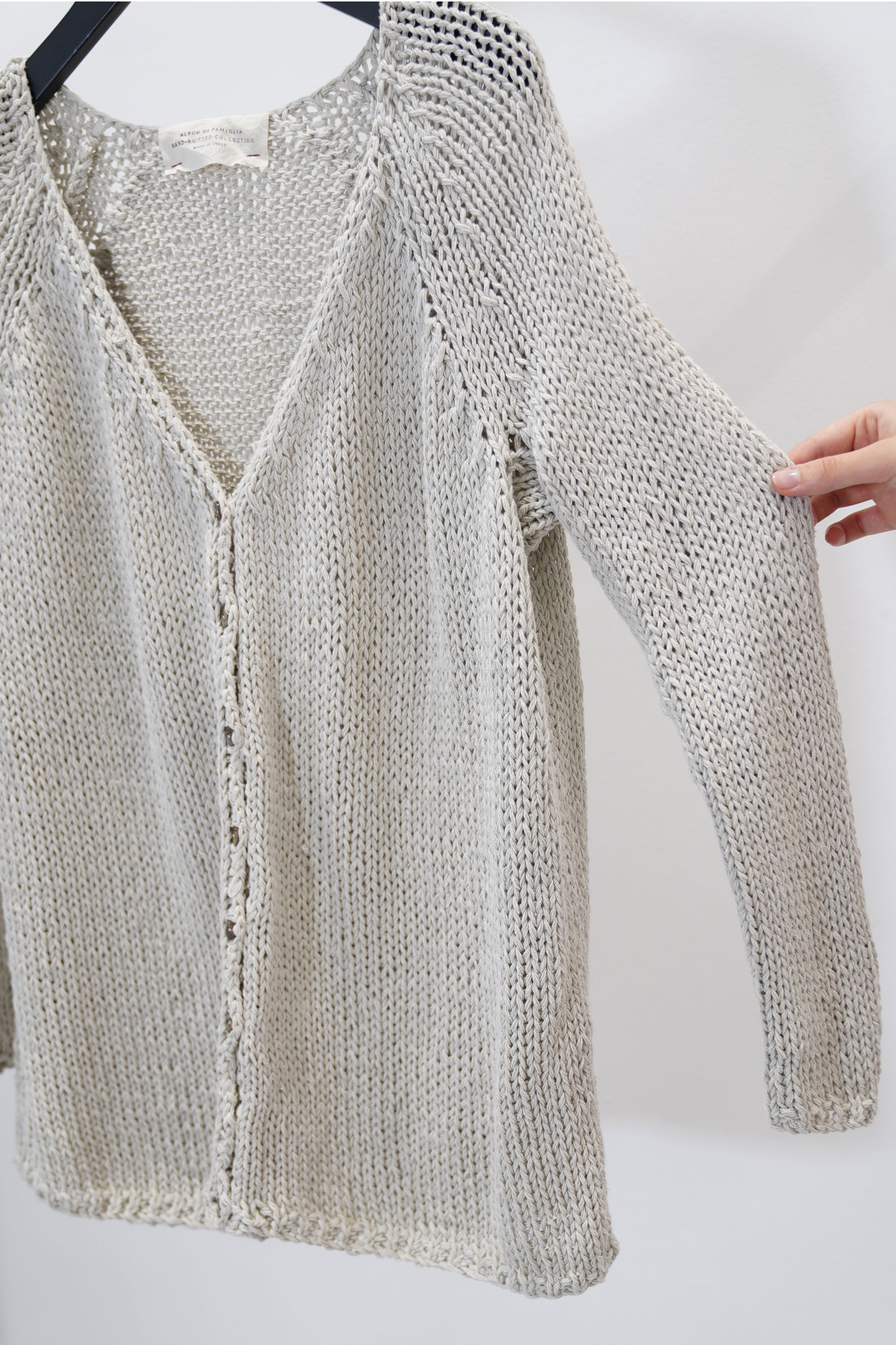 hand knitted cardigan silk milk