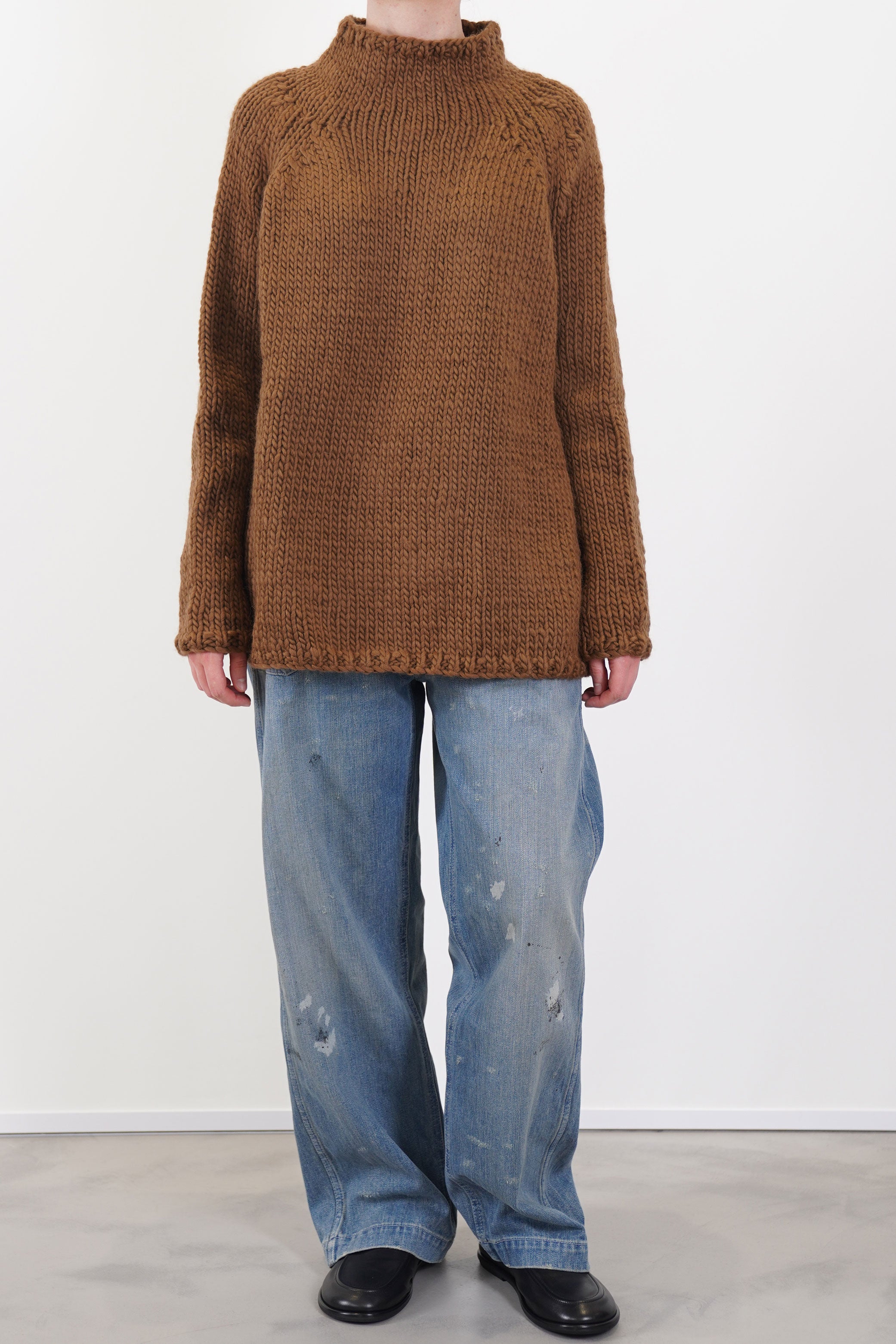 hand knitted dolcevita wool rust