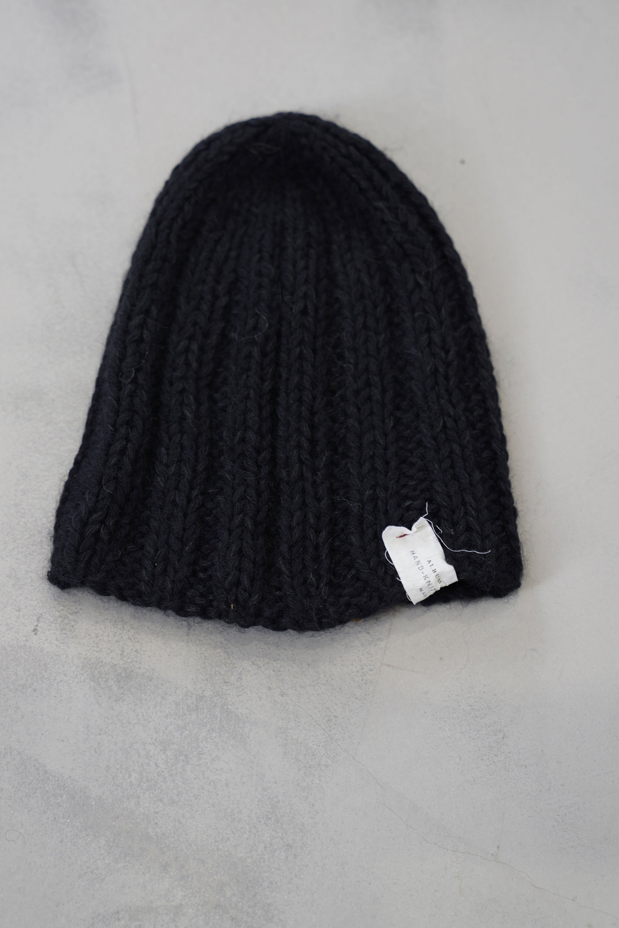 hand knitted large ribbed hat black