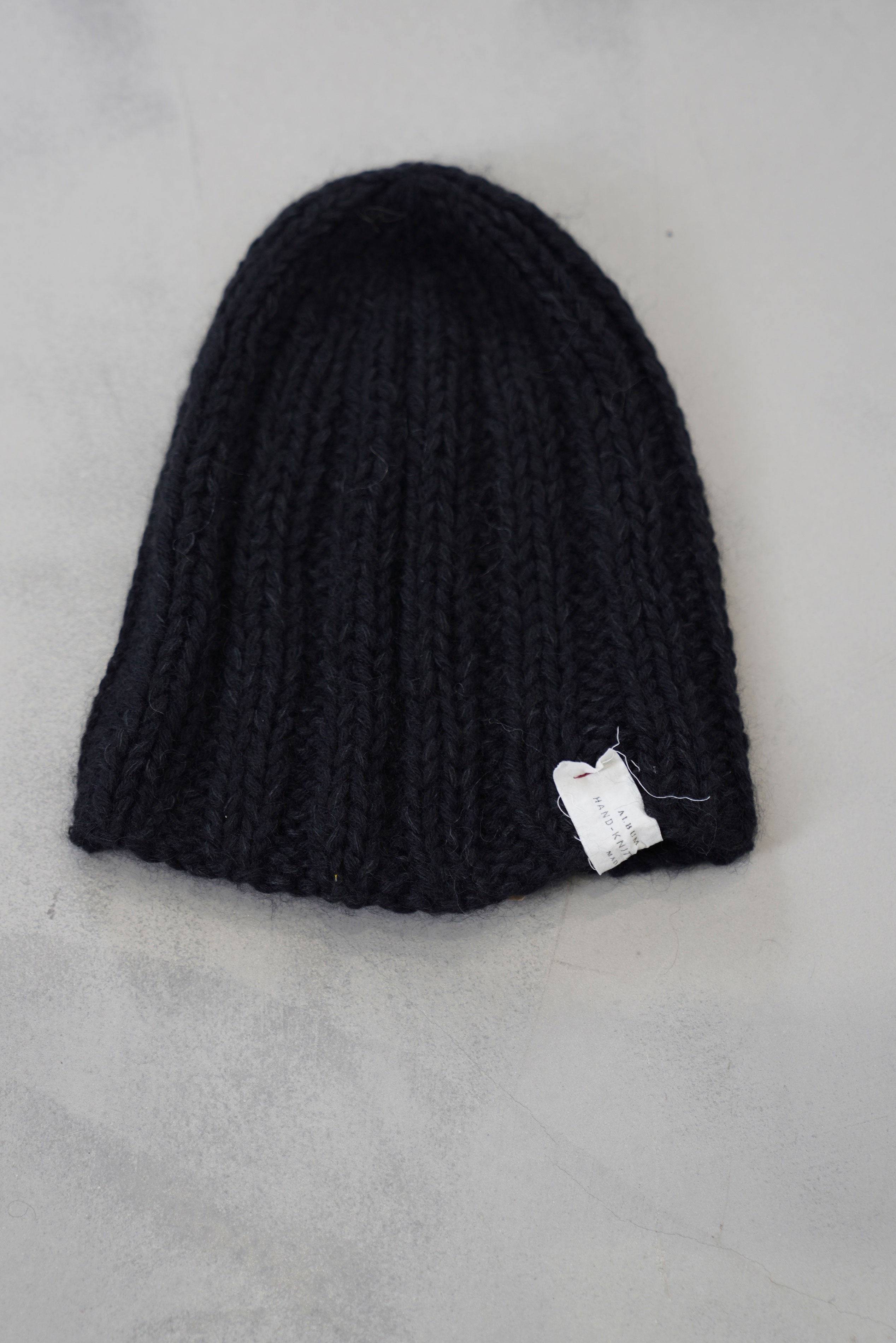 hand knitted large ribbed hat black