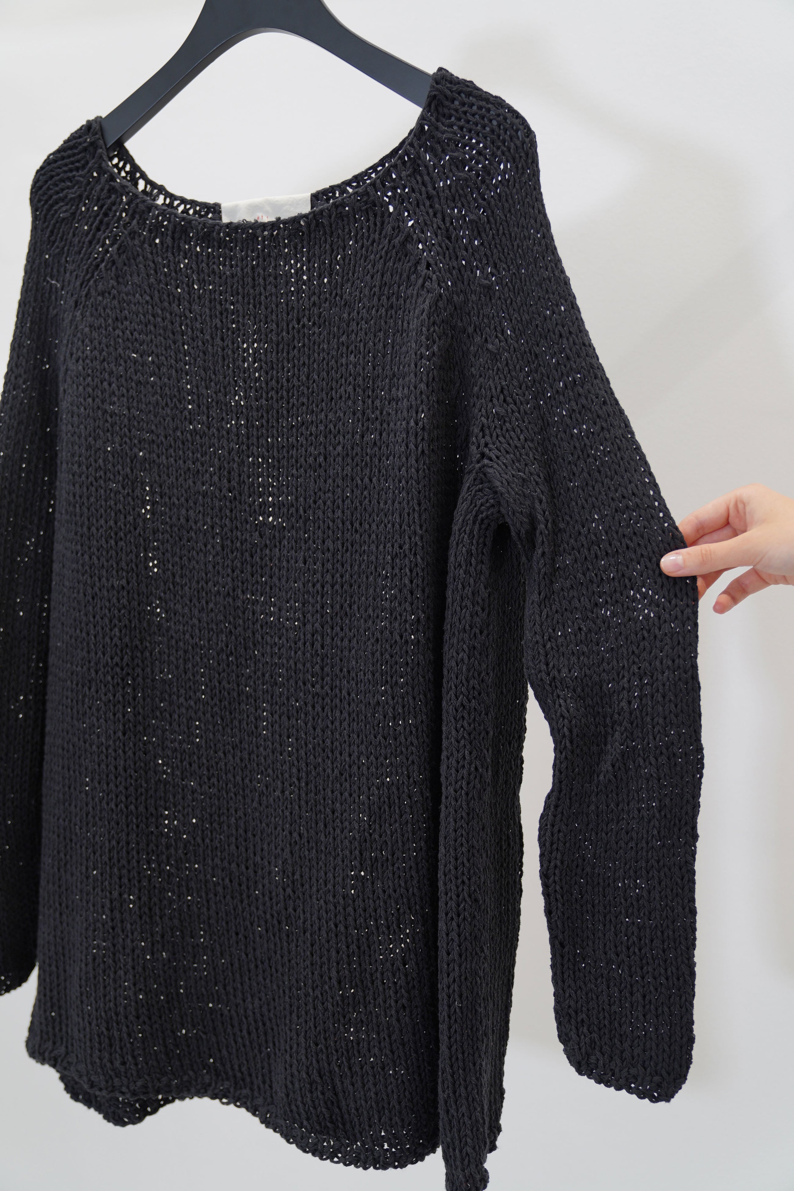 hand knitted raglan sweater silk black