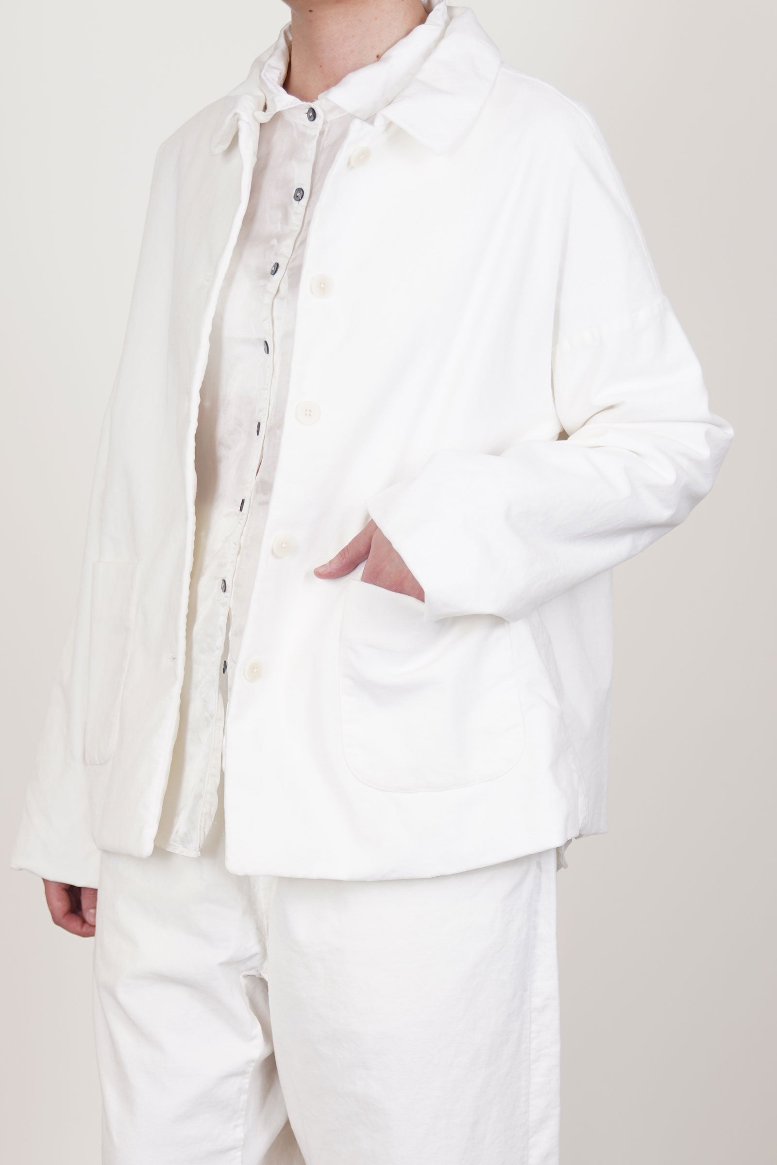 shirt loose blazer velvet milk