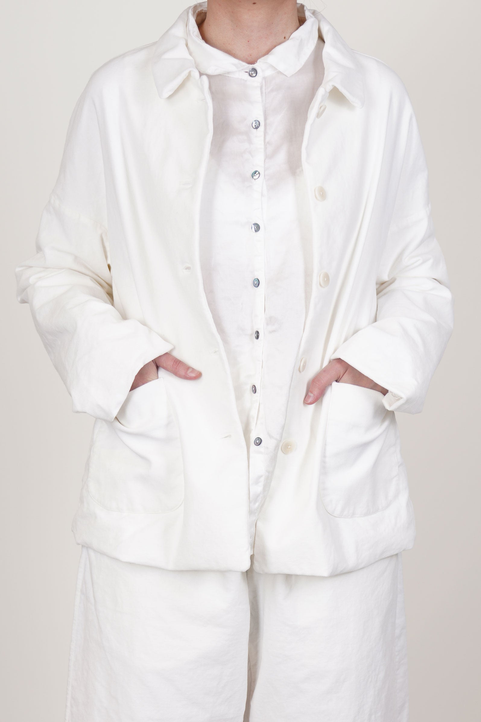 shirt loose blazer velvet milk