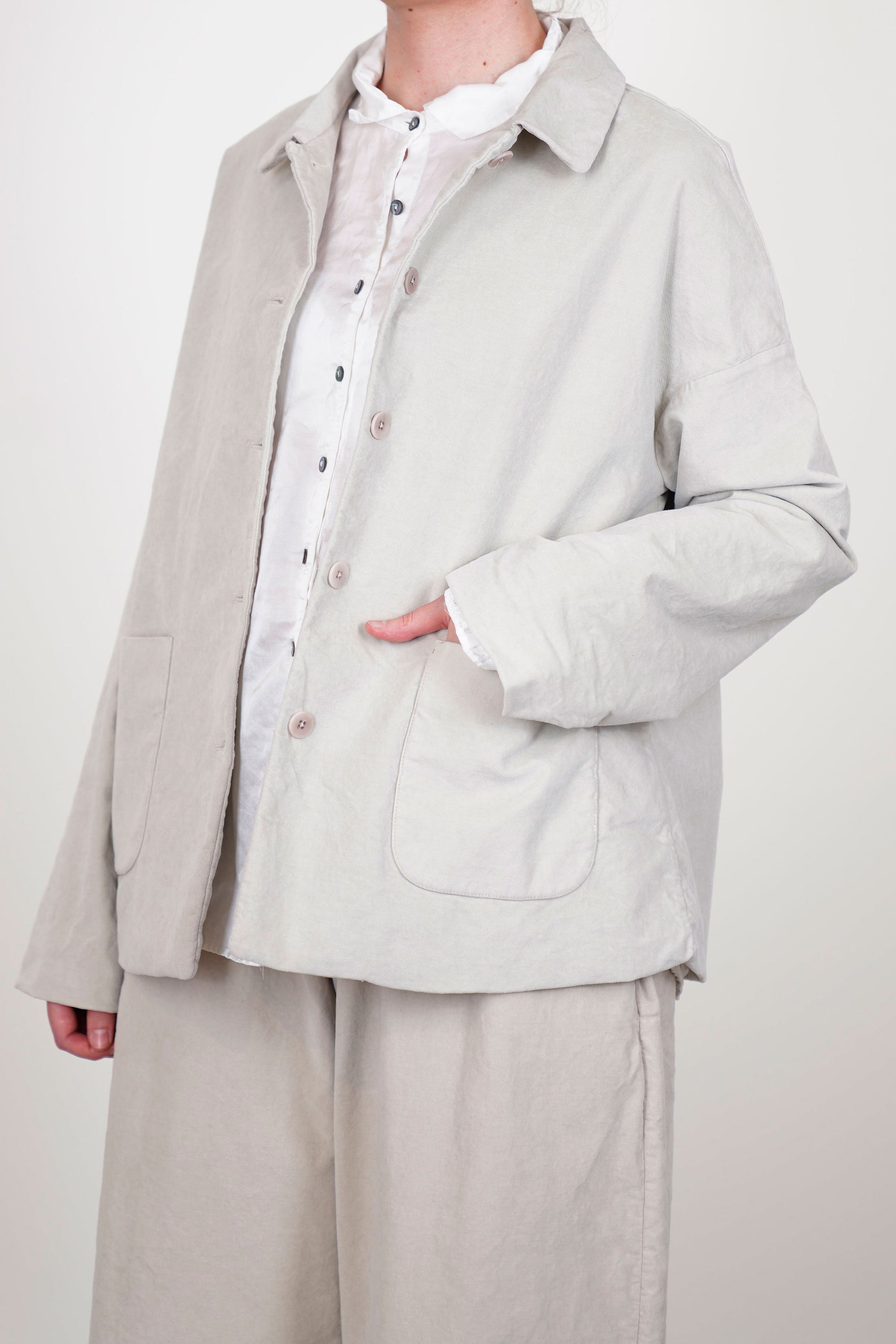 shirt loose blazer velvet oatmeal