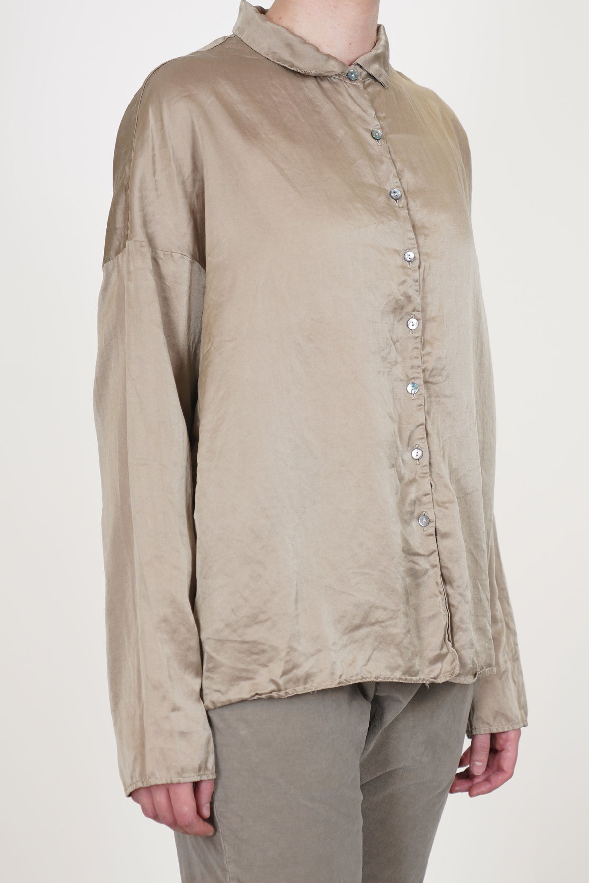 short collar shirt sc silk cotton marron glace