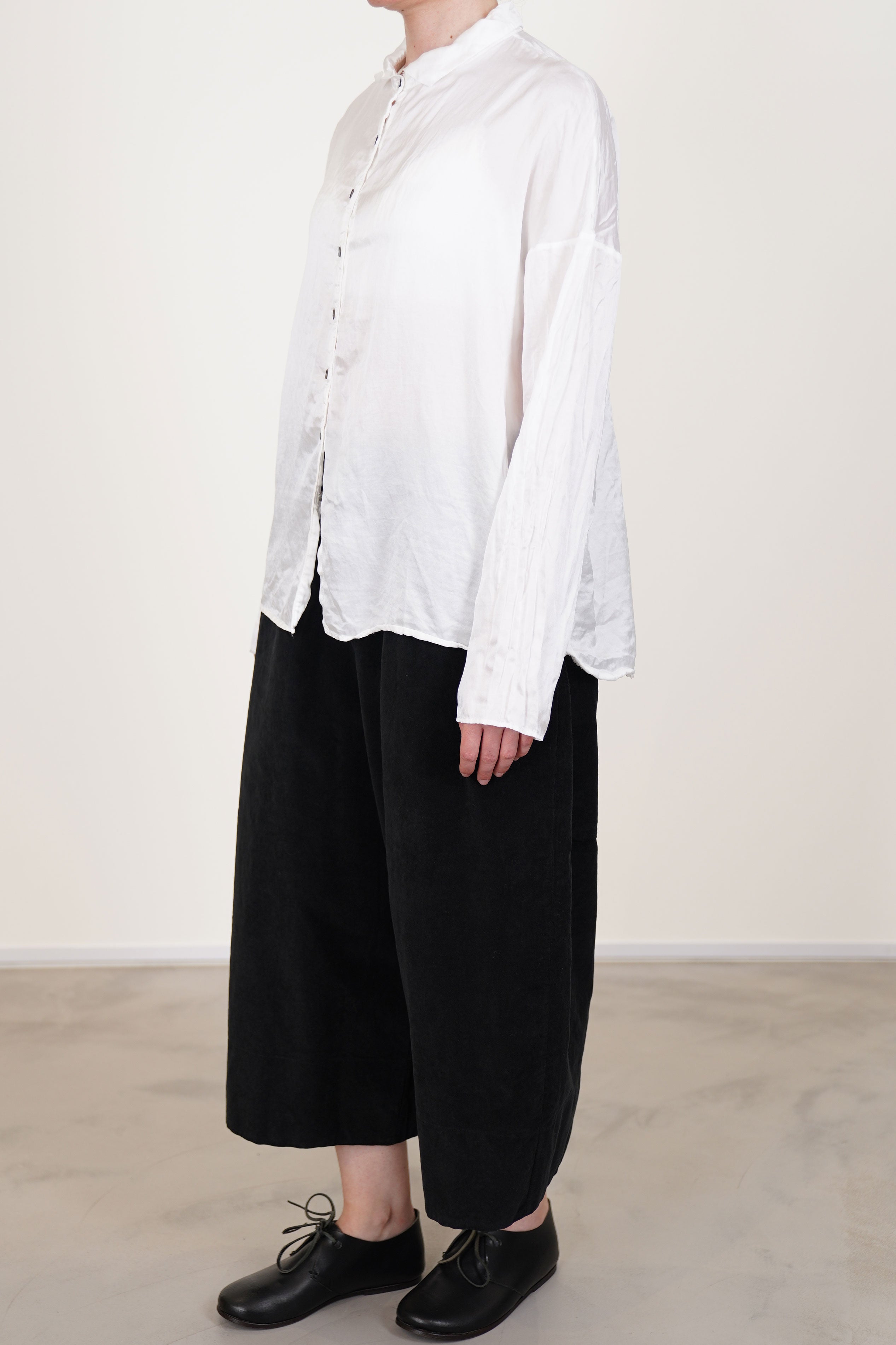 short collar shirt sc silk cotton milk