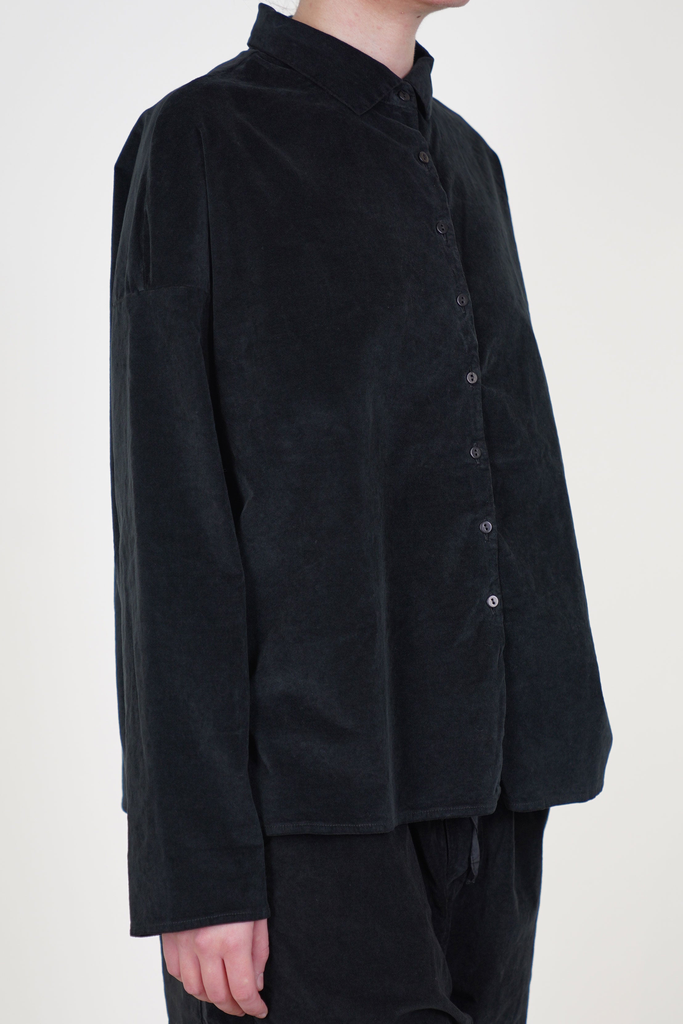 short collar shirt velvet black