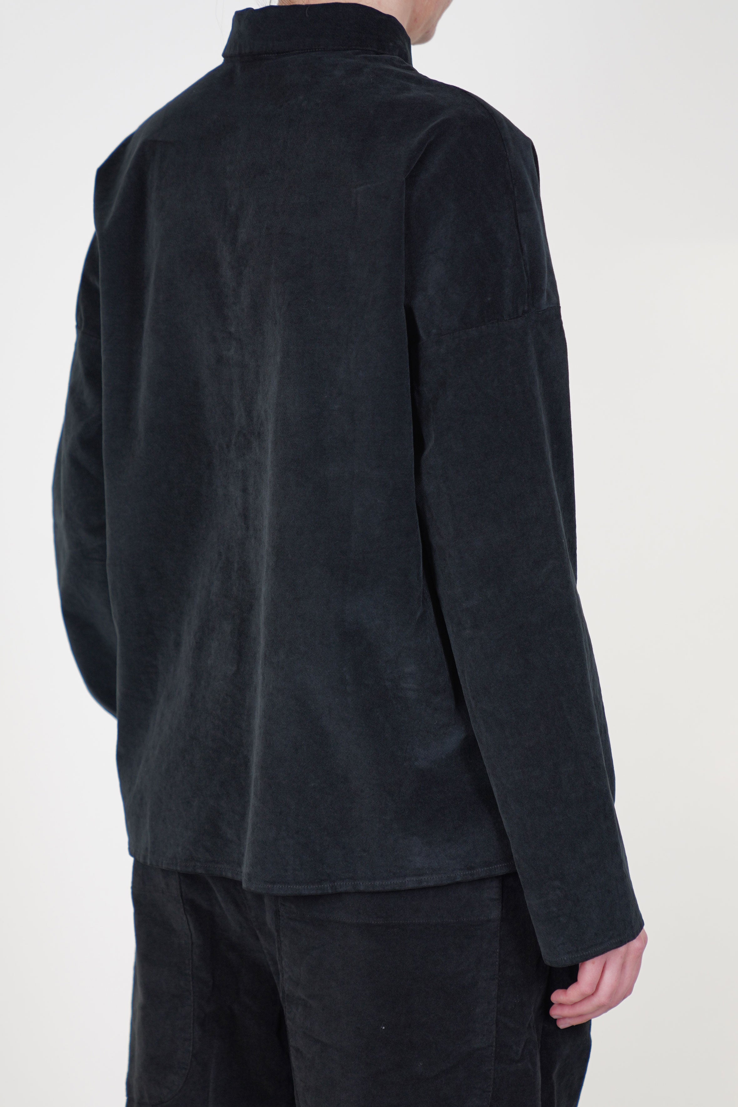 short collar shirt velvet black