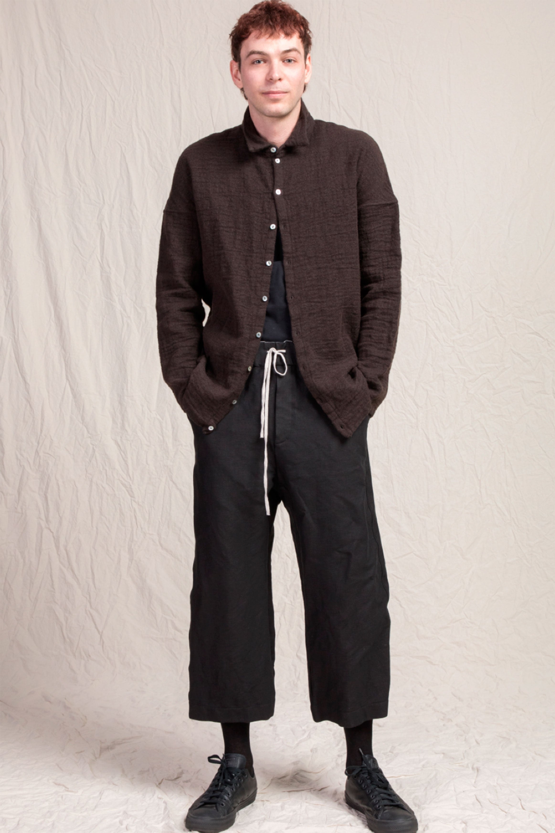 soft woolen collar shirt chocolate