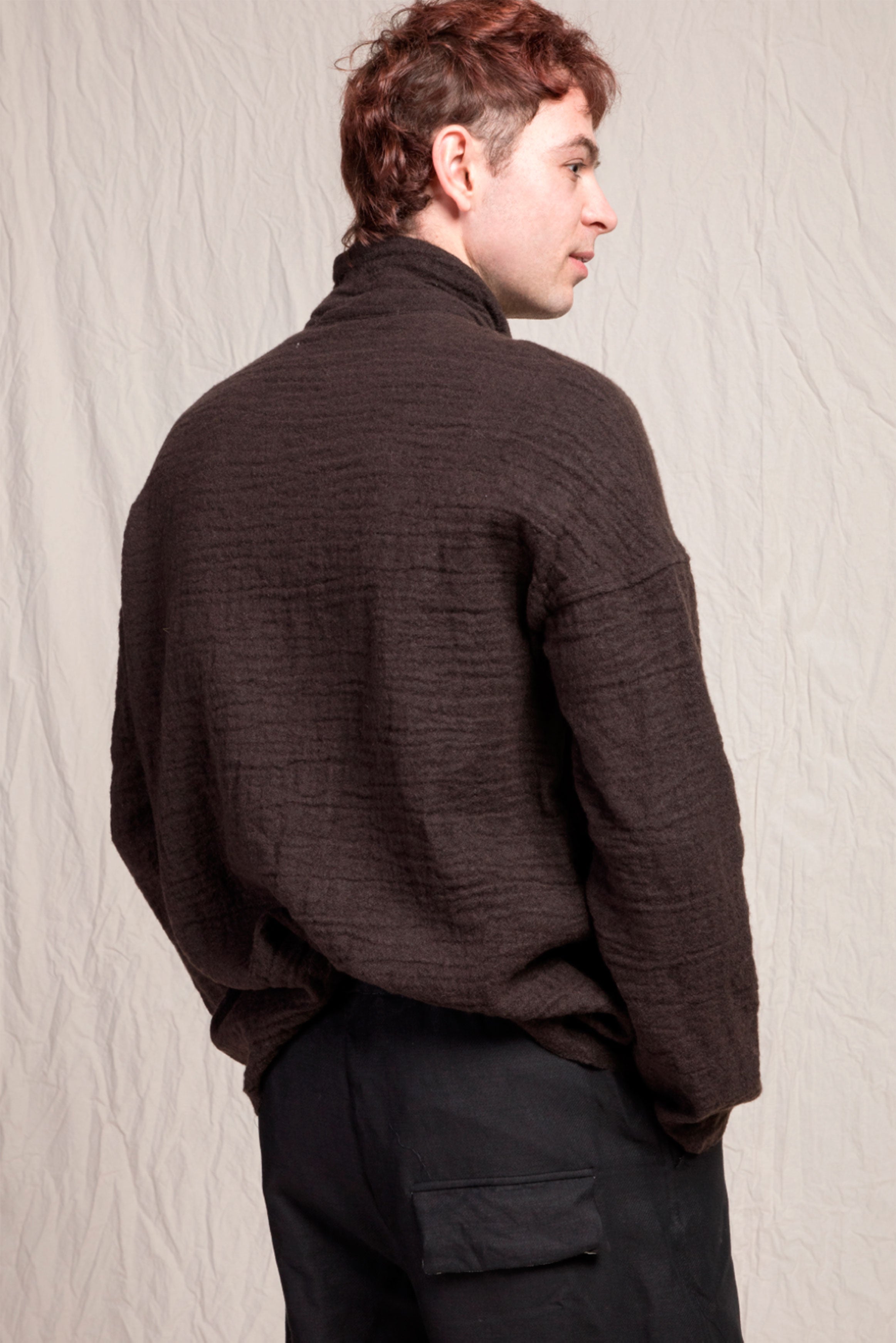 soft woolen collar shirt chocolate
