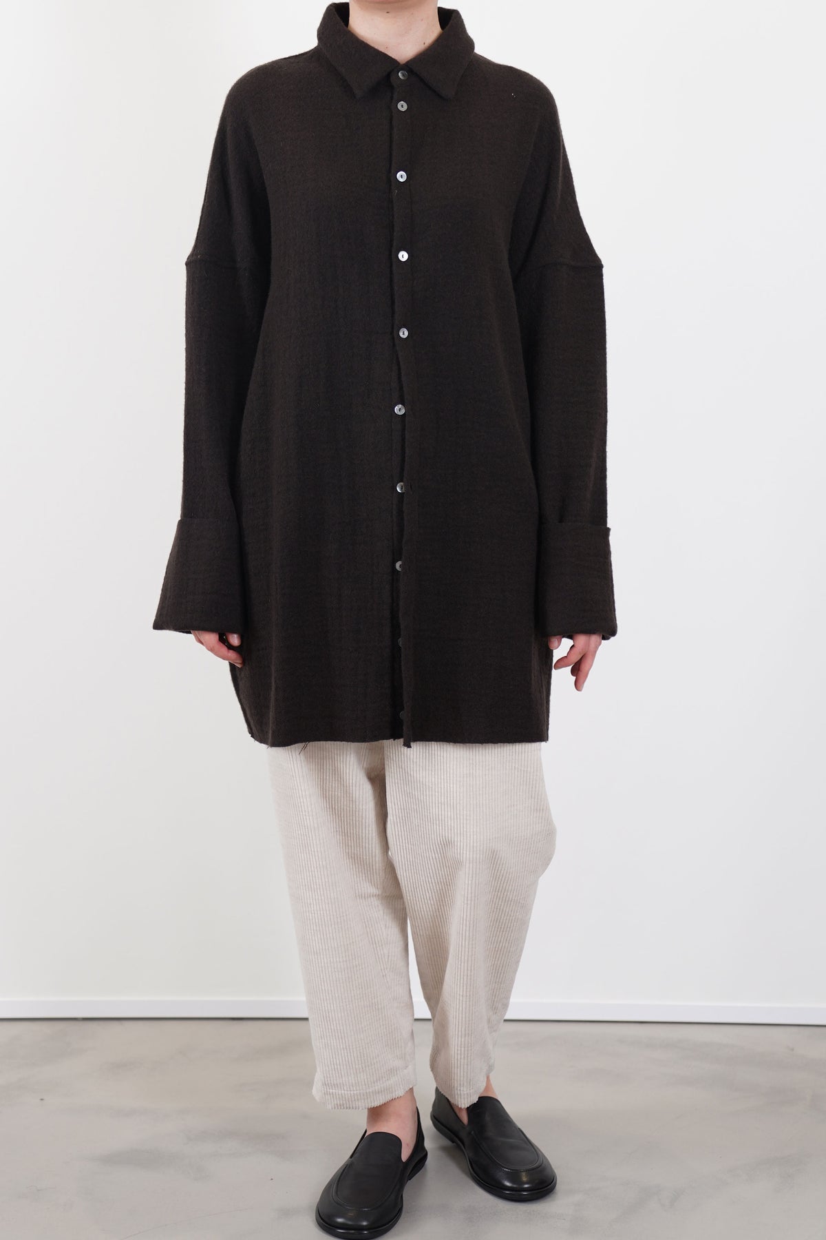 soft woolen collar shirt chocolate