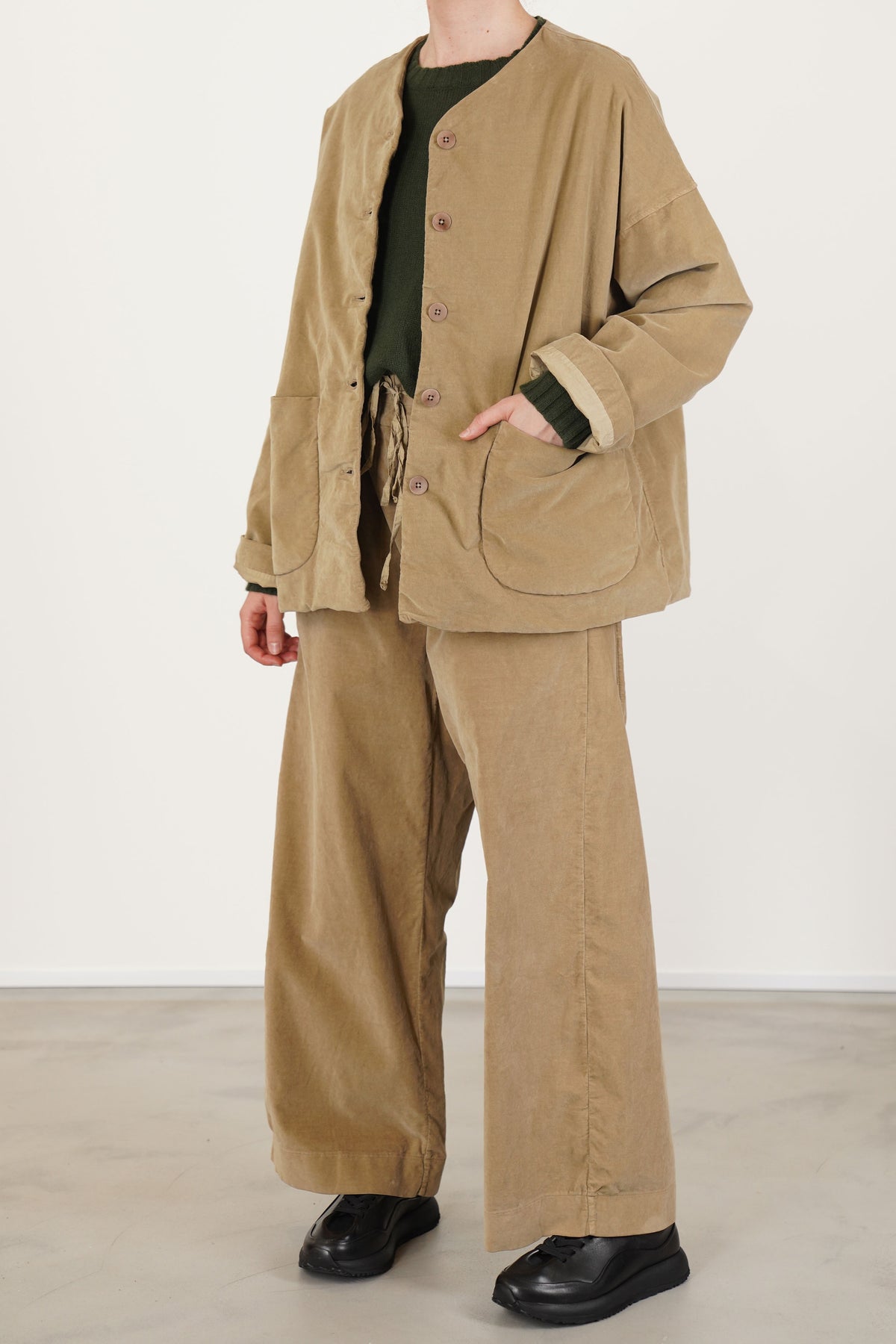 velvet loose jacket honey