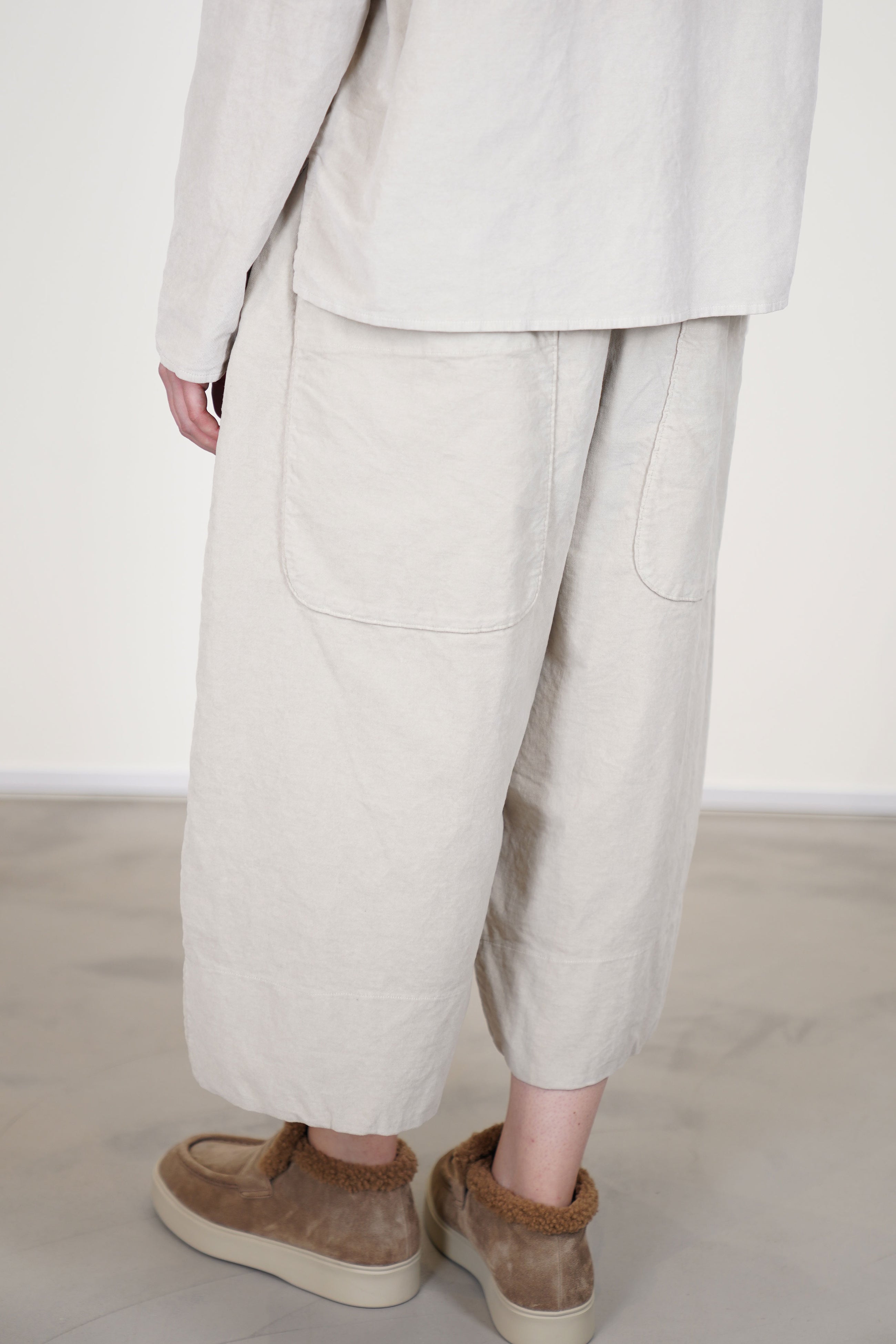 wide trousers velvet oatmeal