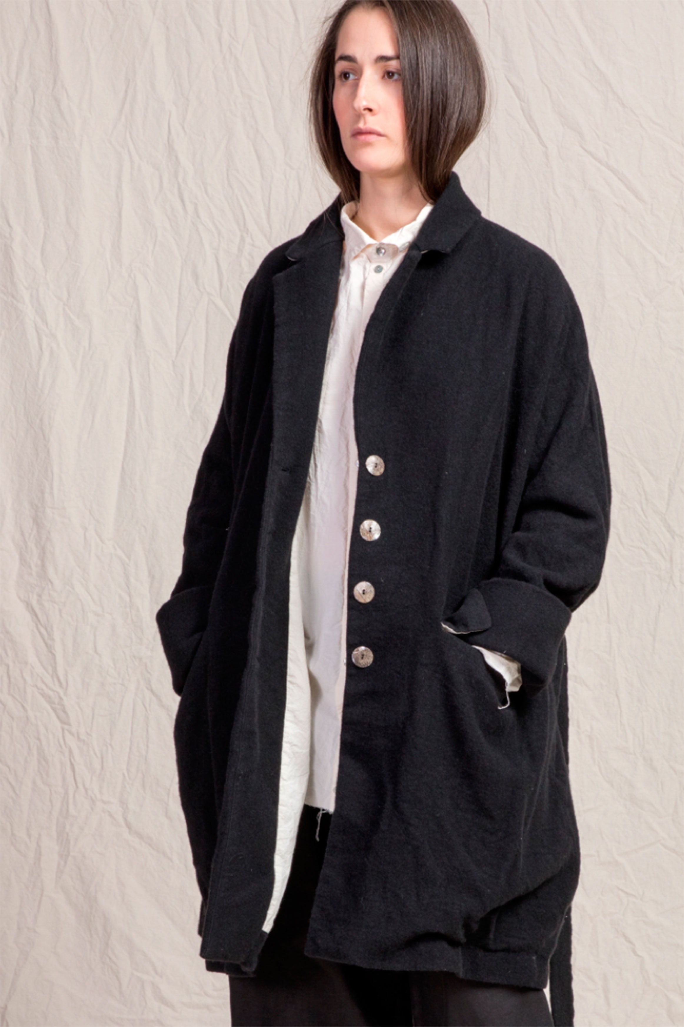 woolen wrap coat wo|ws black