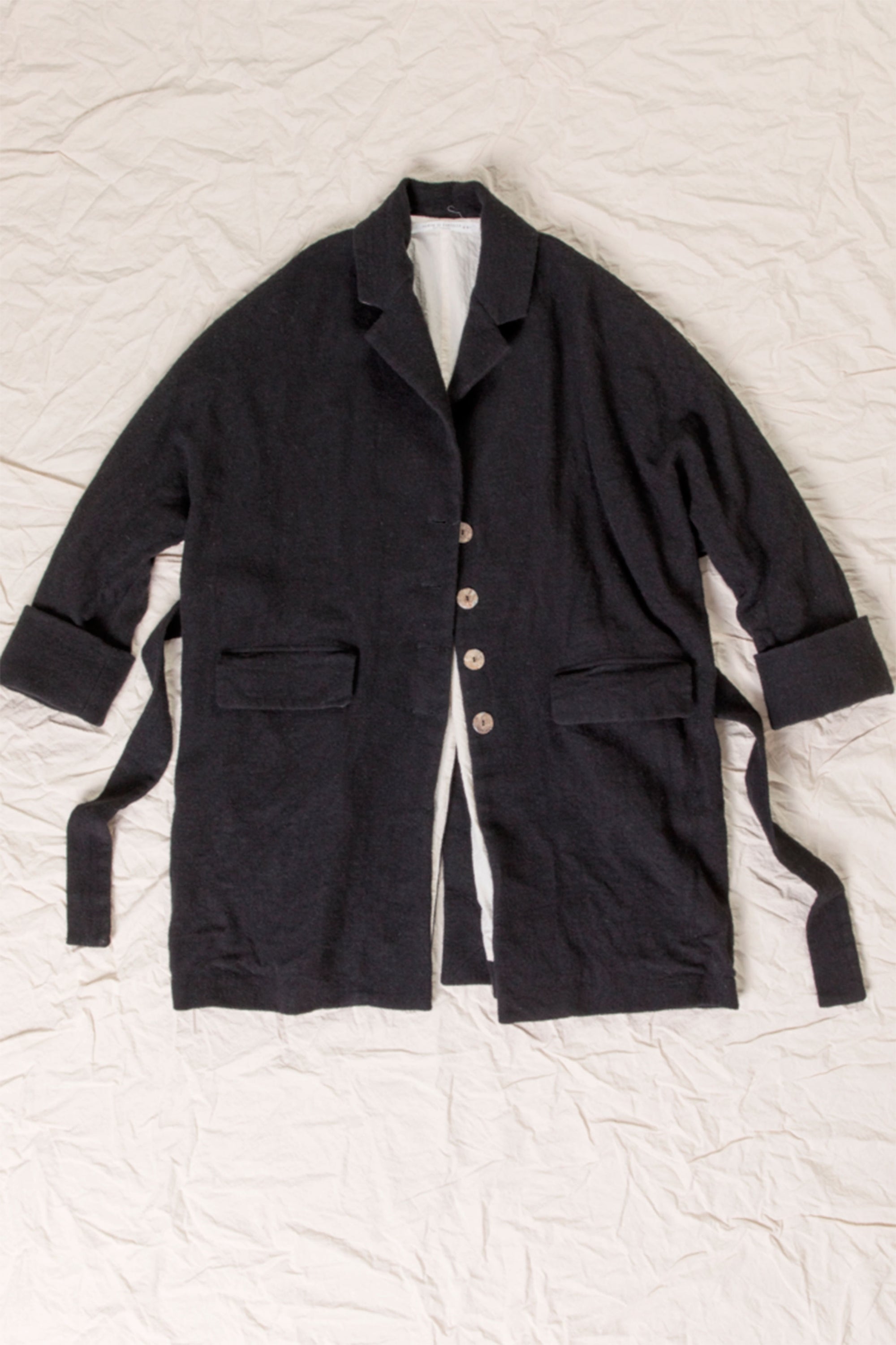 woolen wrap coat wo|ws black