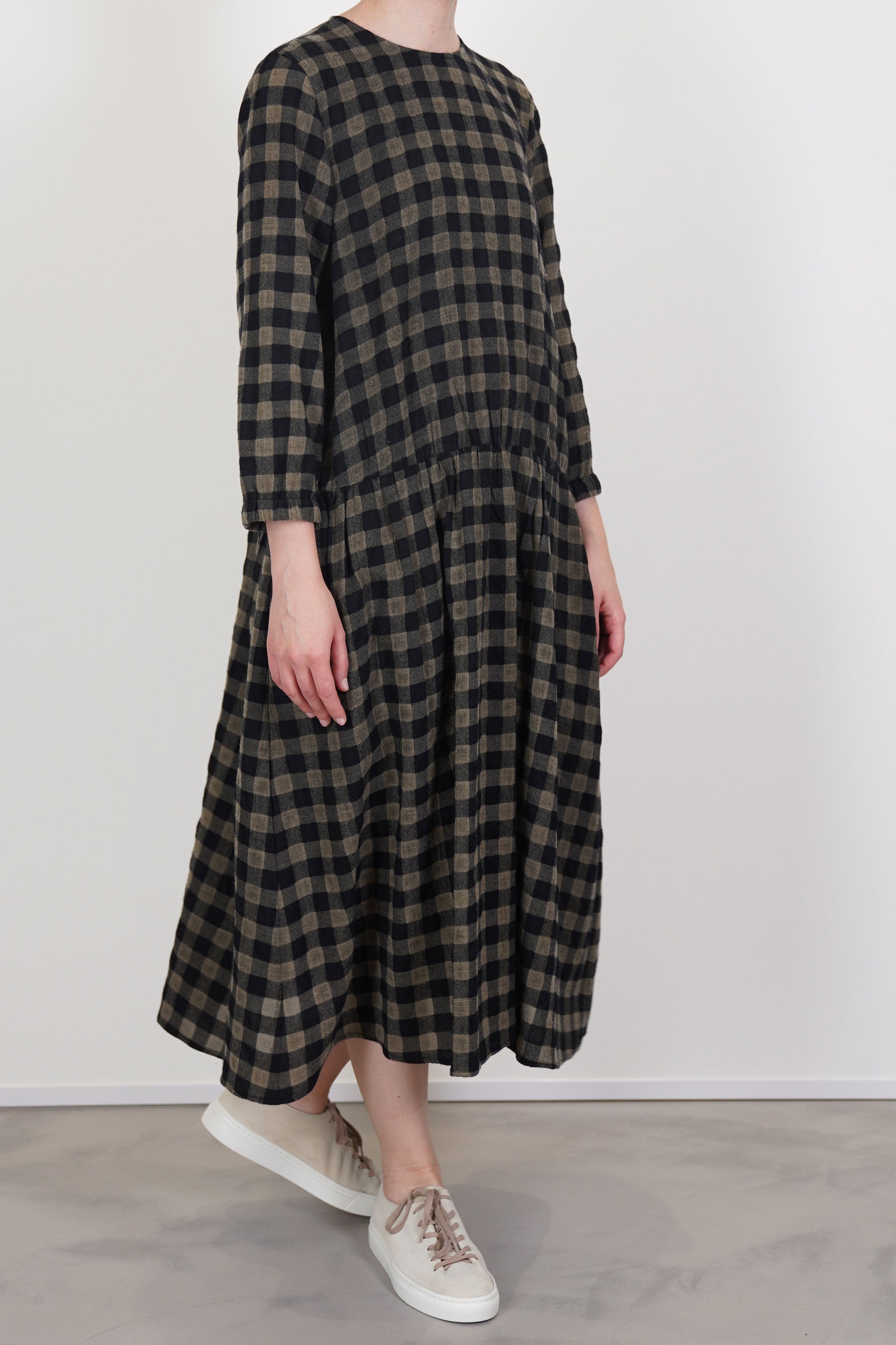 dress woolen apuntob dress woolen black check p1778/ts924