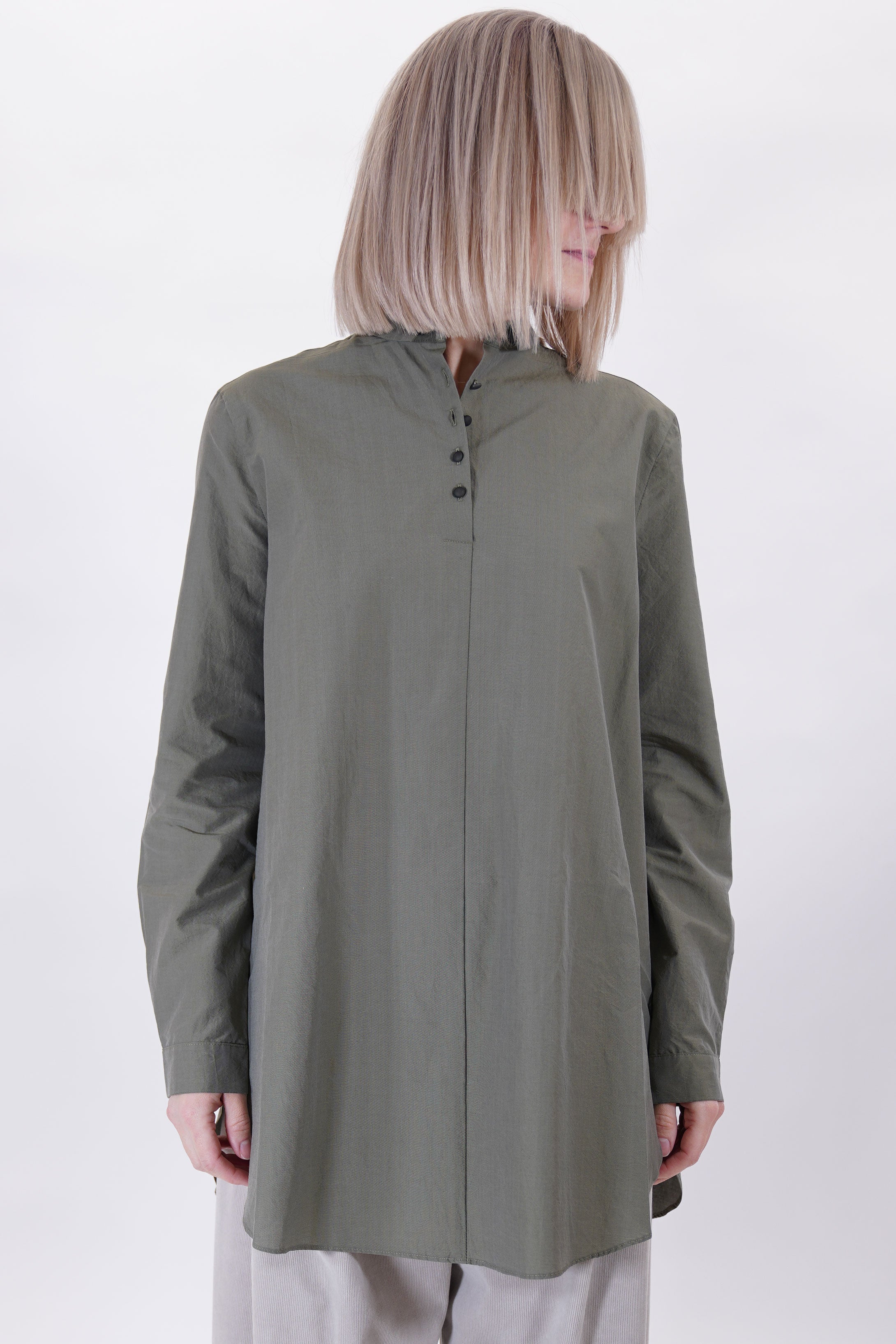 cotton silk shirt military green p1884/ts846