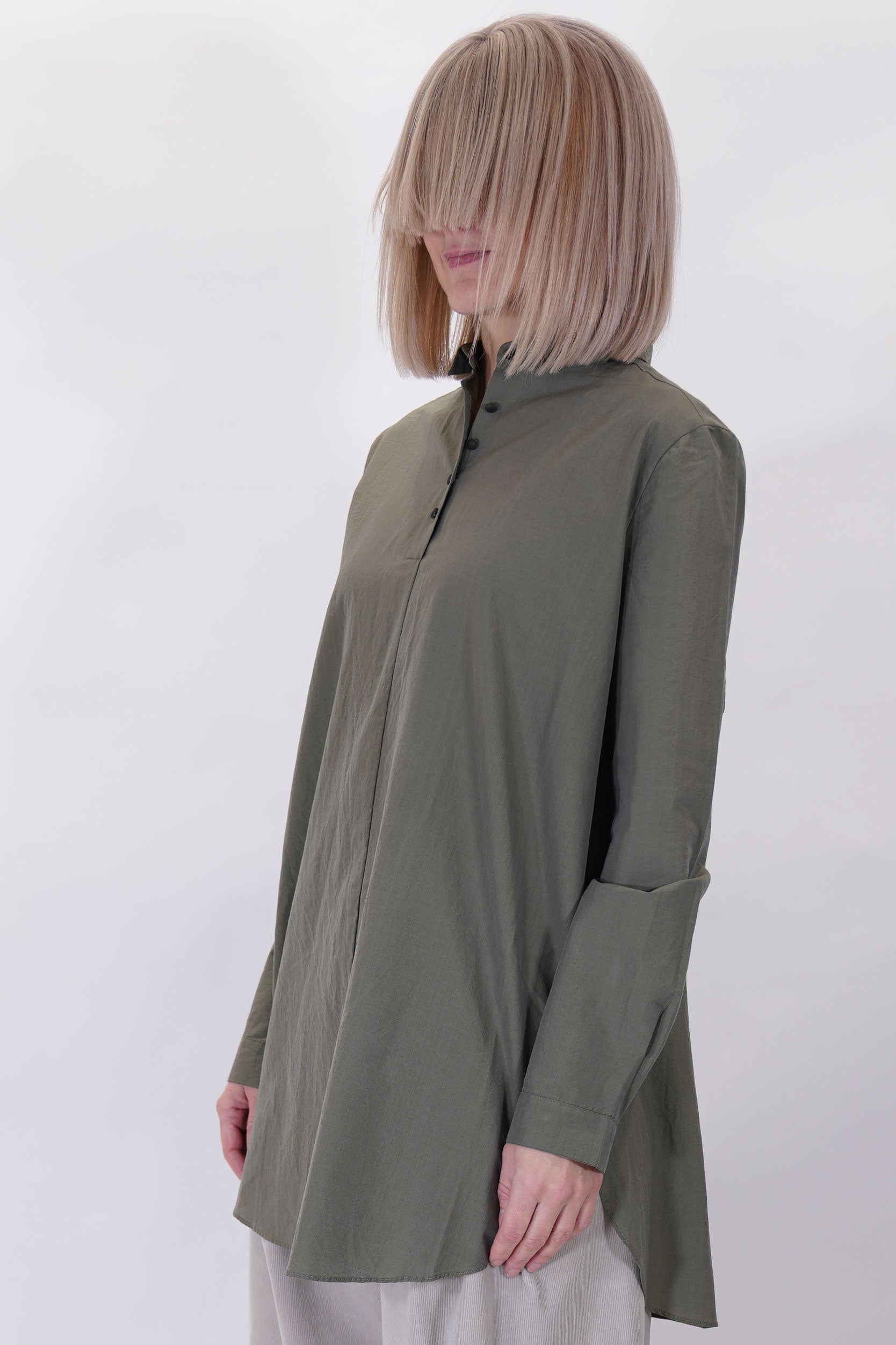 cotton silk shirt military green p1884/ts846