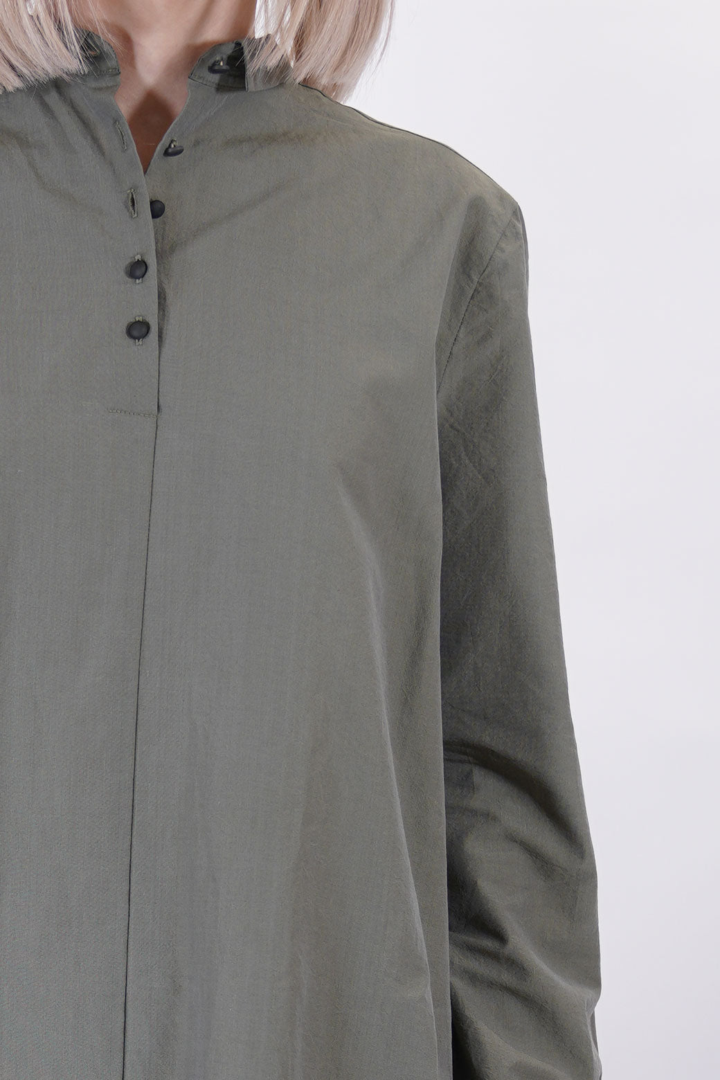 cotton silk shirt military green p1884/ts846