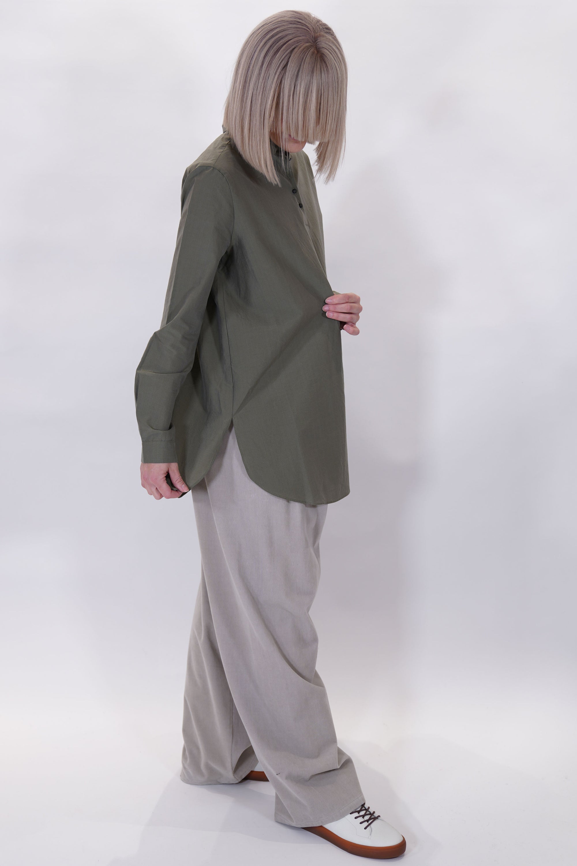 cotton silk shirt military green p1884/ts846