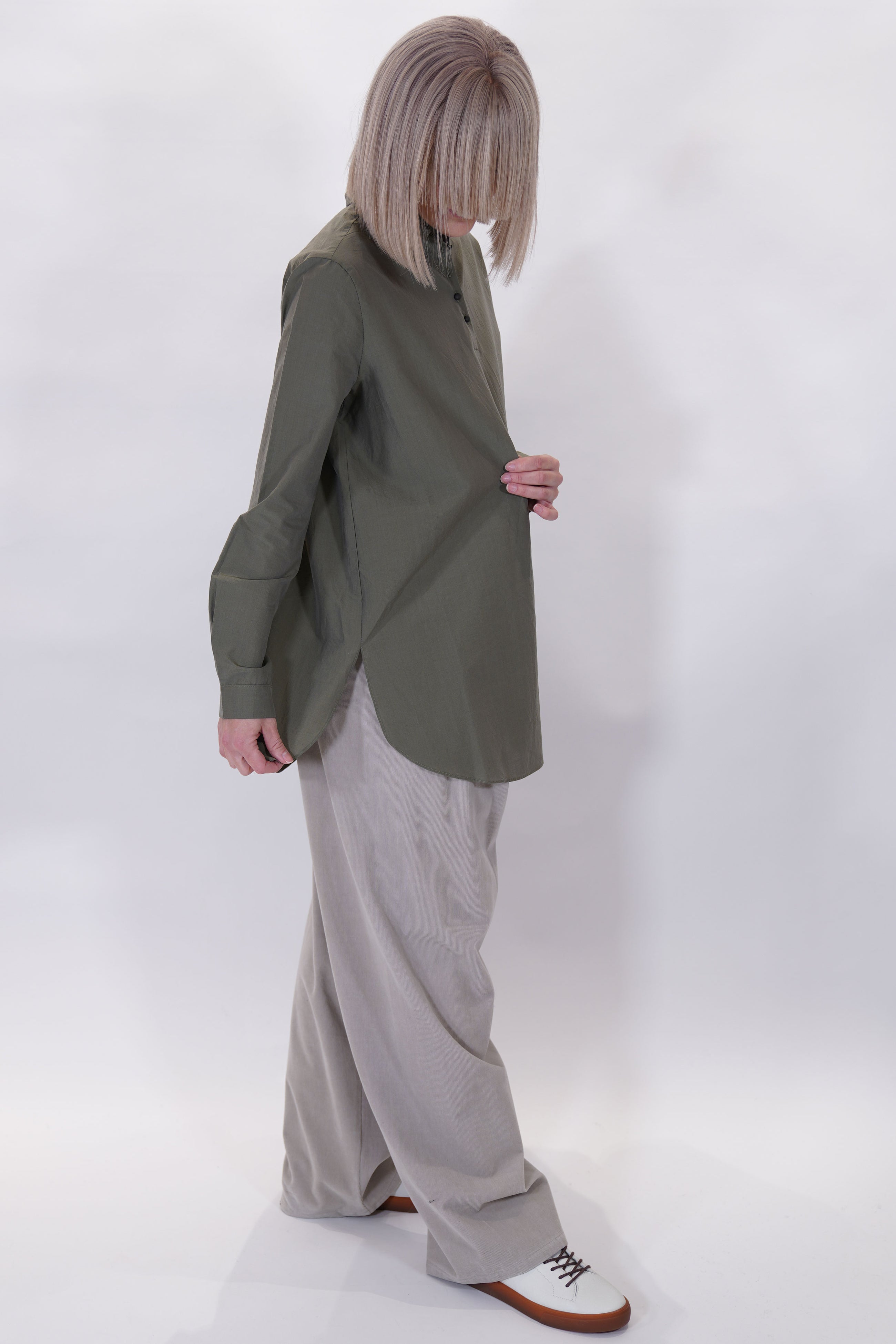 cotton silk shirt military green p1884/ts846