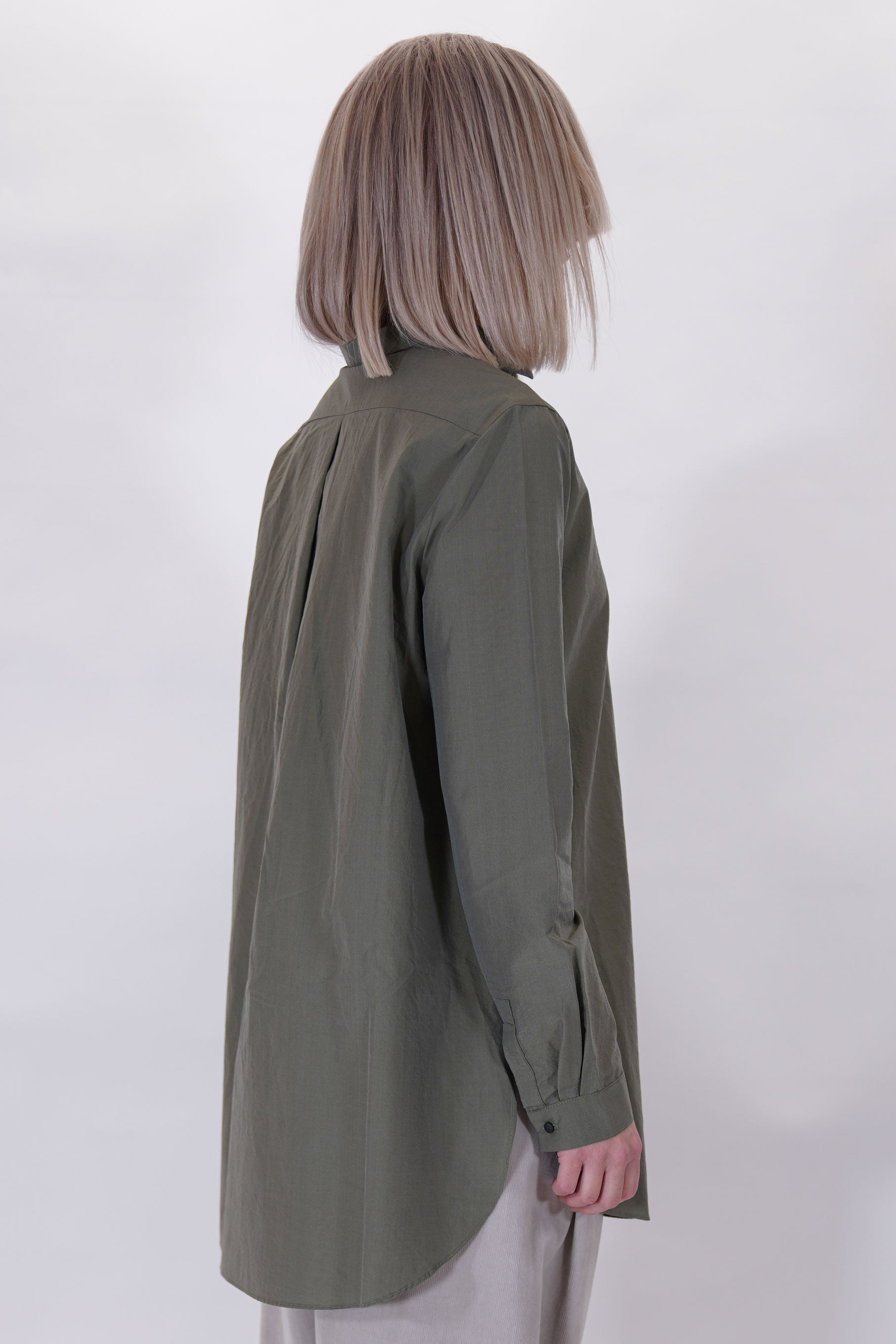 cotton silk shirt military green p1884/ts846