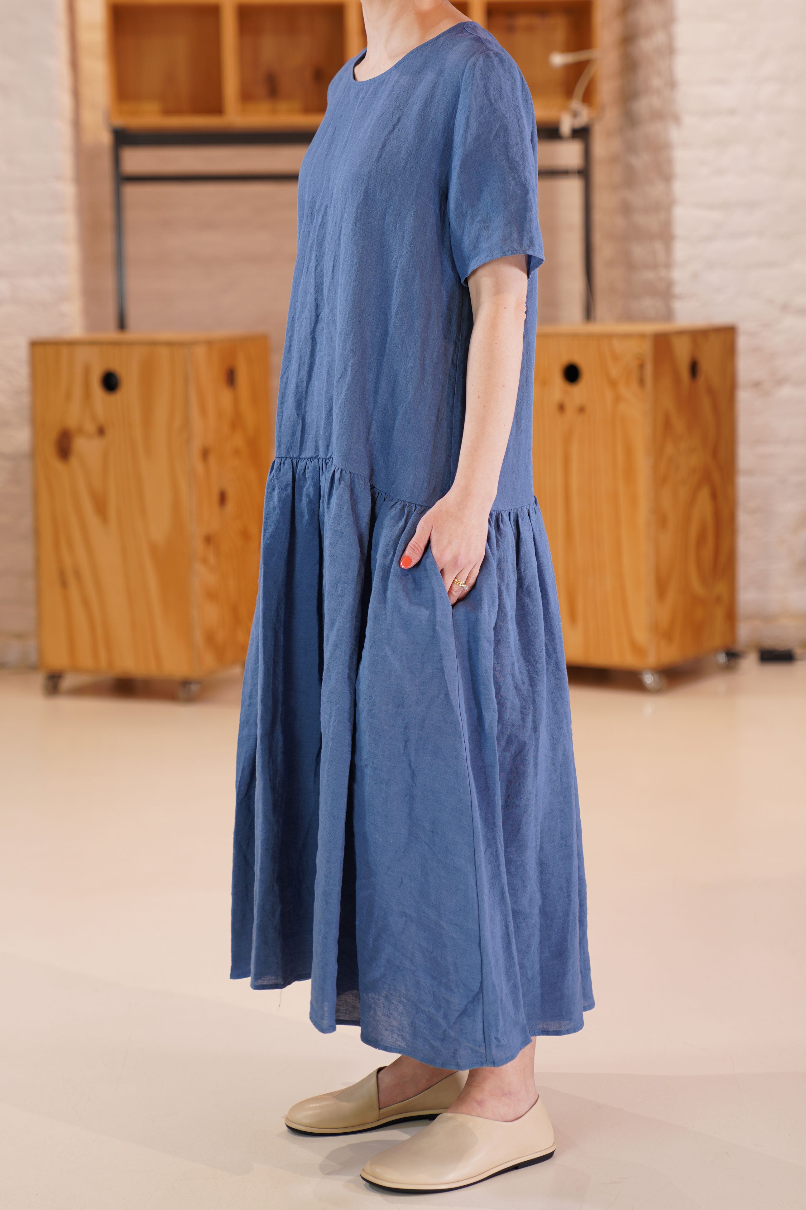 linen dress denim p1854/ts785