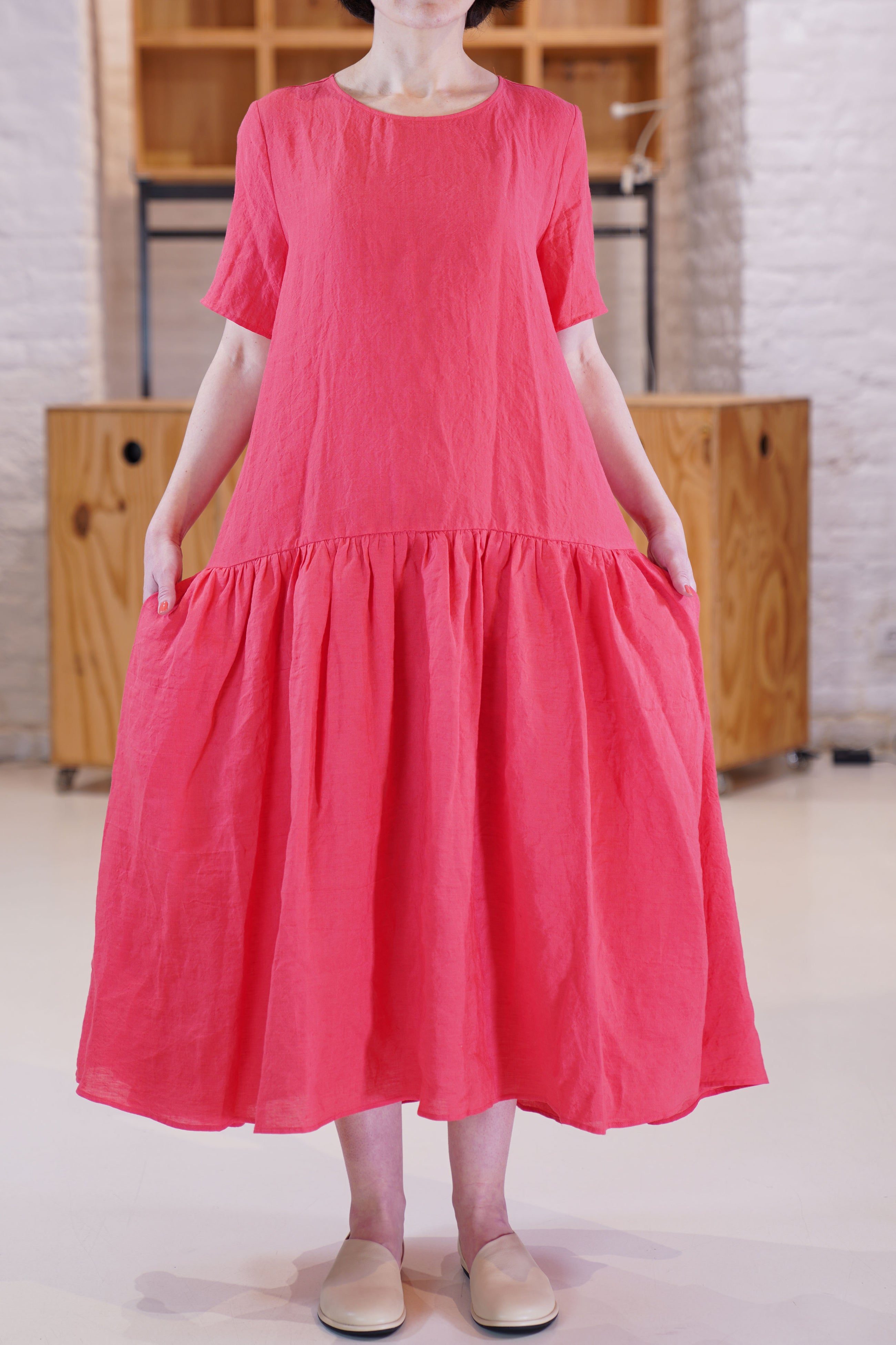 linen dress strawberry p1854/ts785