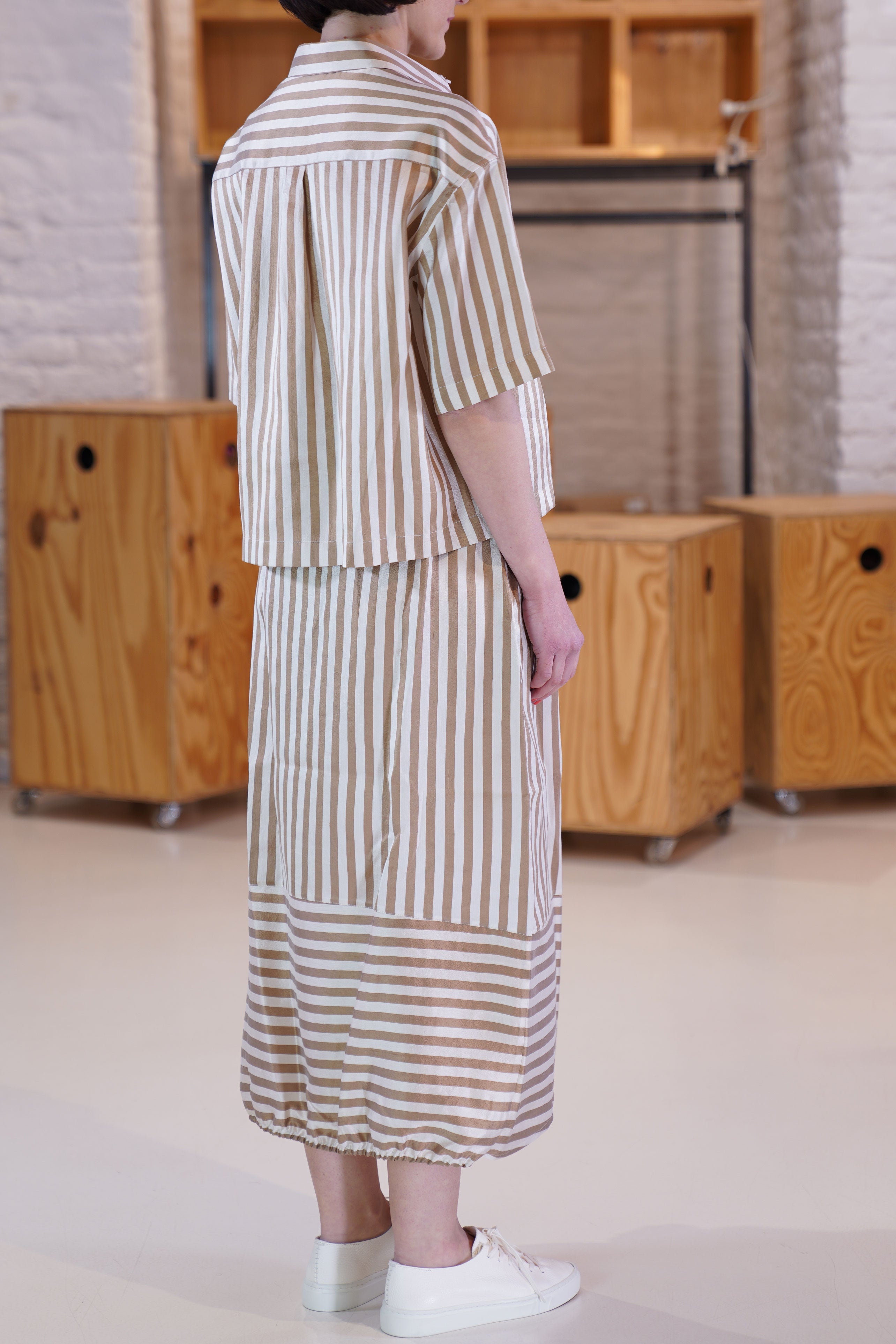 silk shirt eucalipto sand stripe