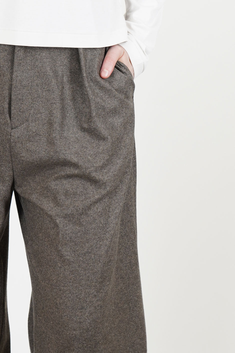 loose fit wool pants mocha