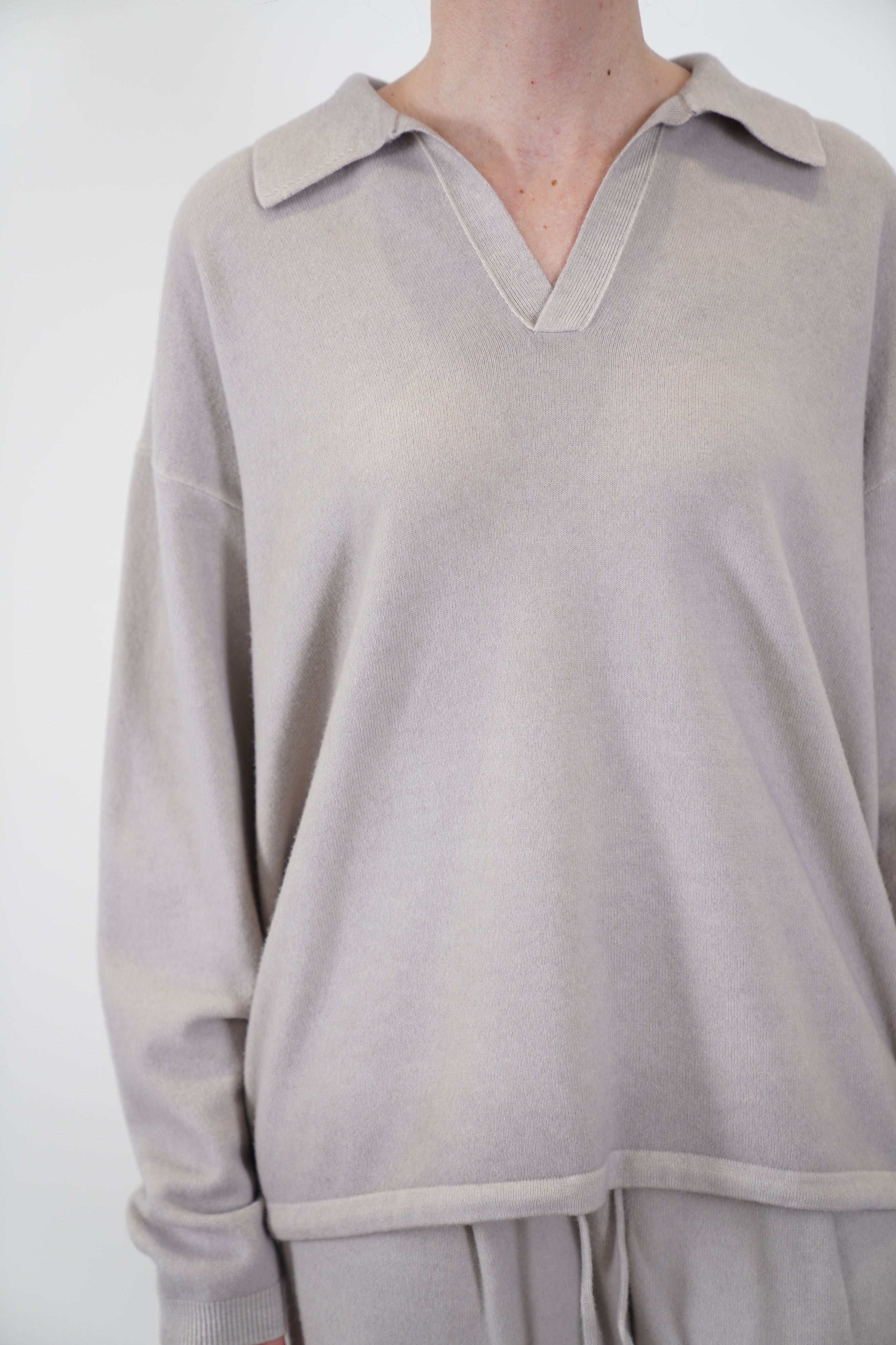 skipper polo sweater wool beige