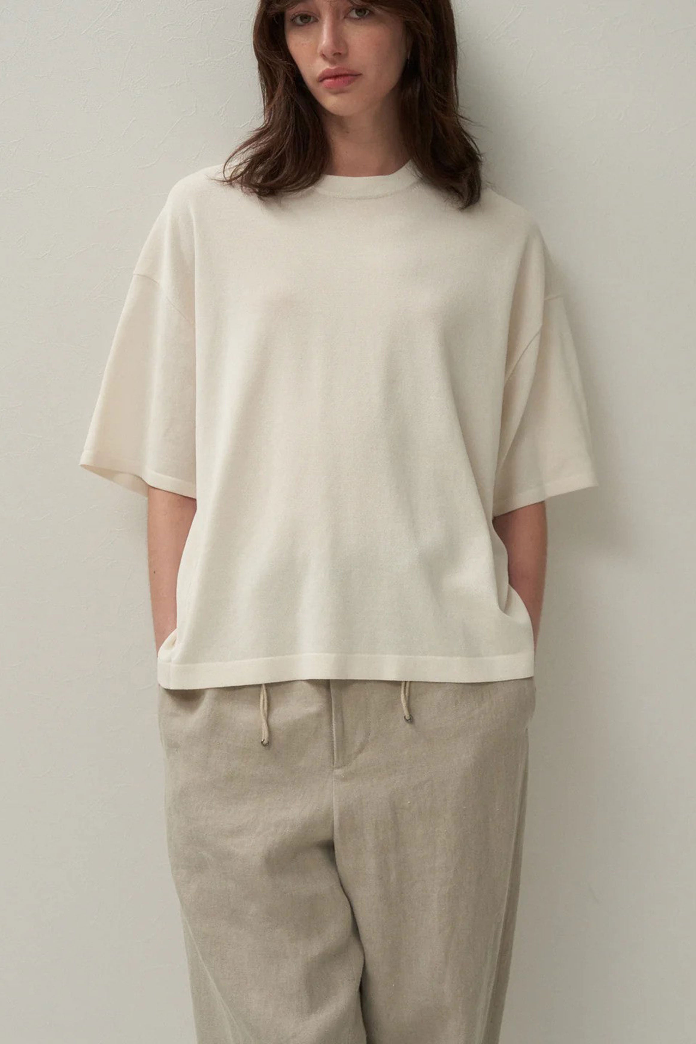 washi knit crew neck sweater pink