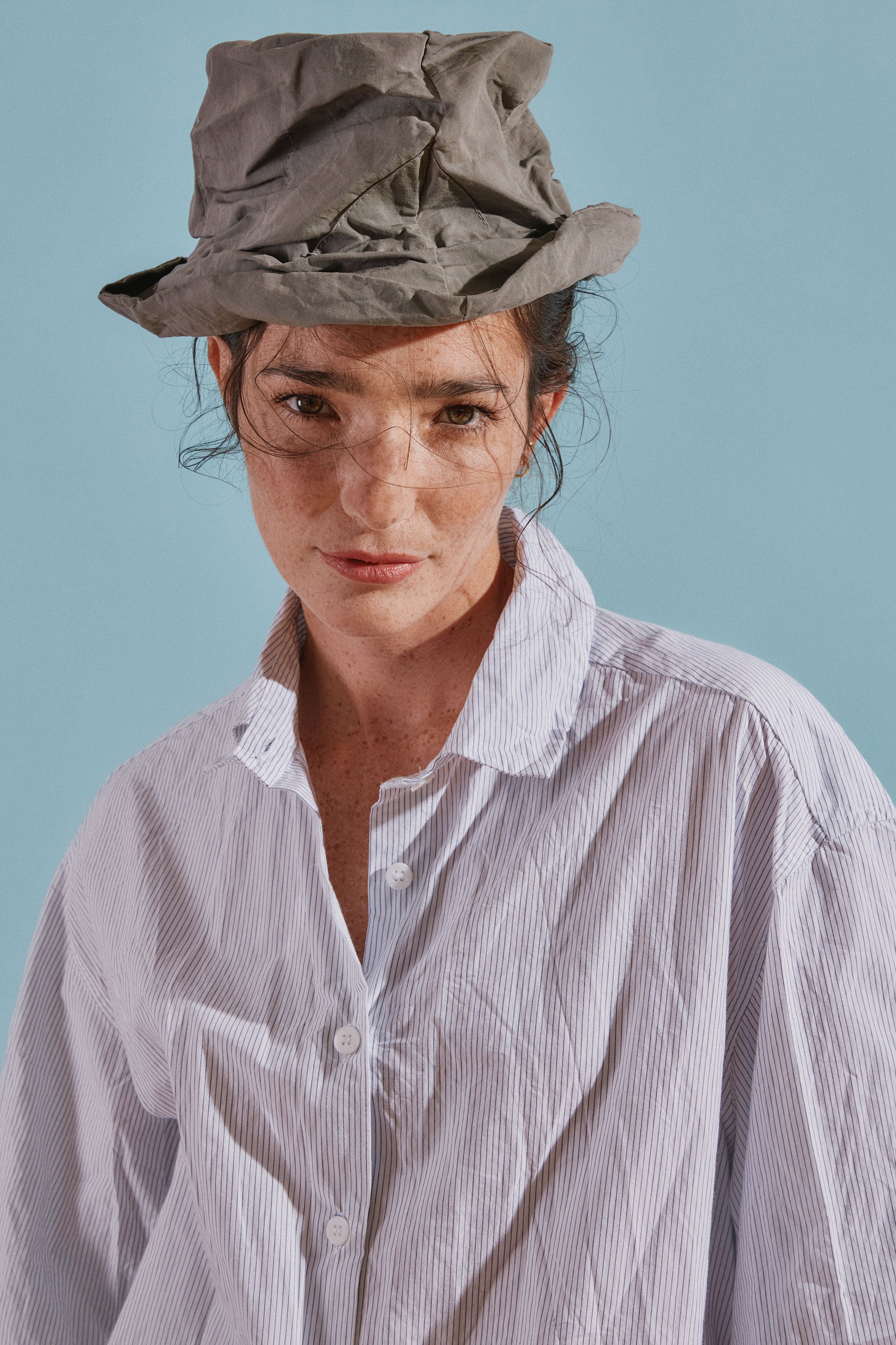 cotton linen nina hat grey