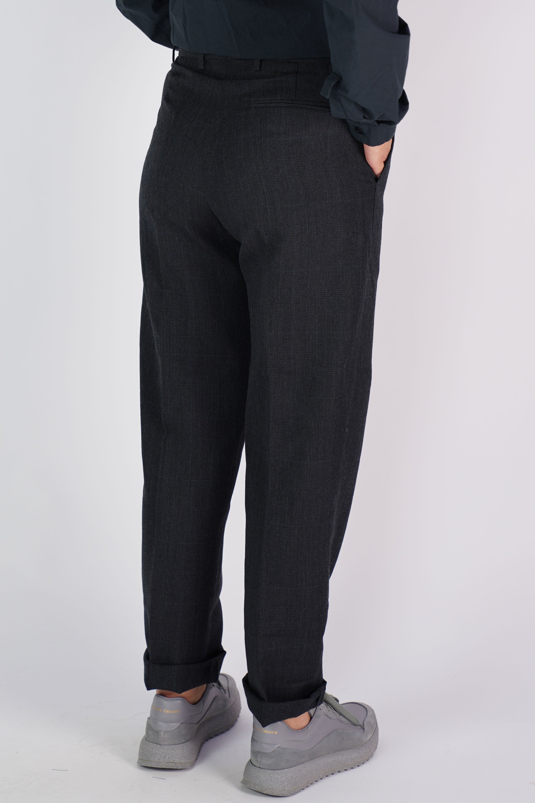 woolen pants maria charcoal check