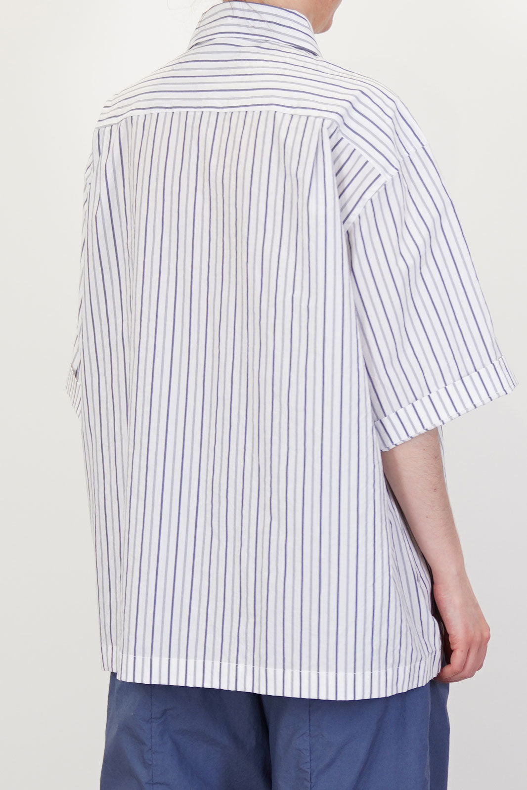 back view of bergfabel ella shirt multi stripe
