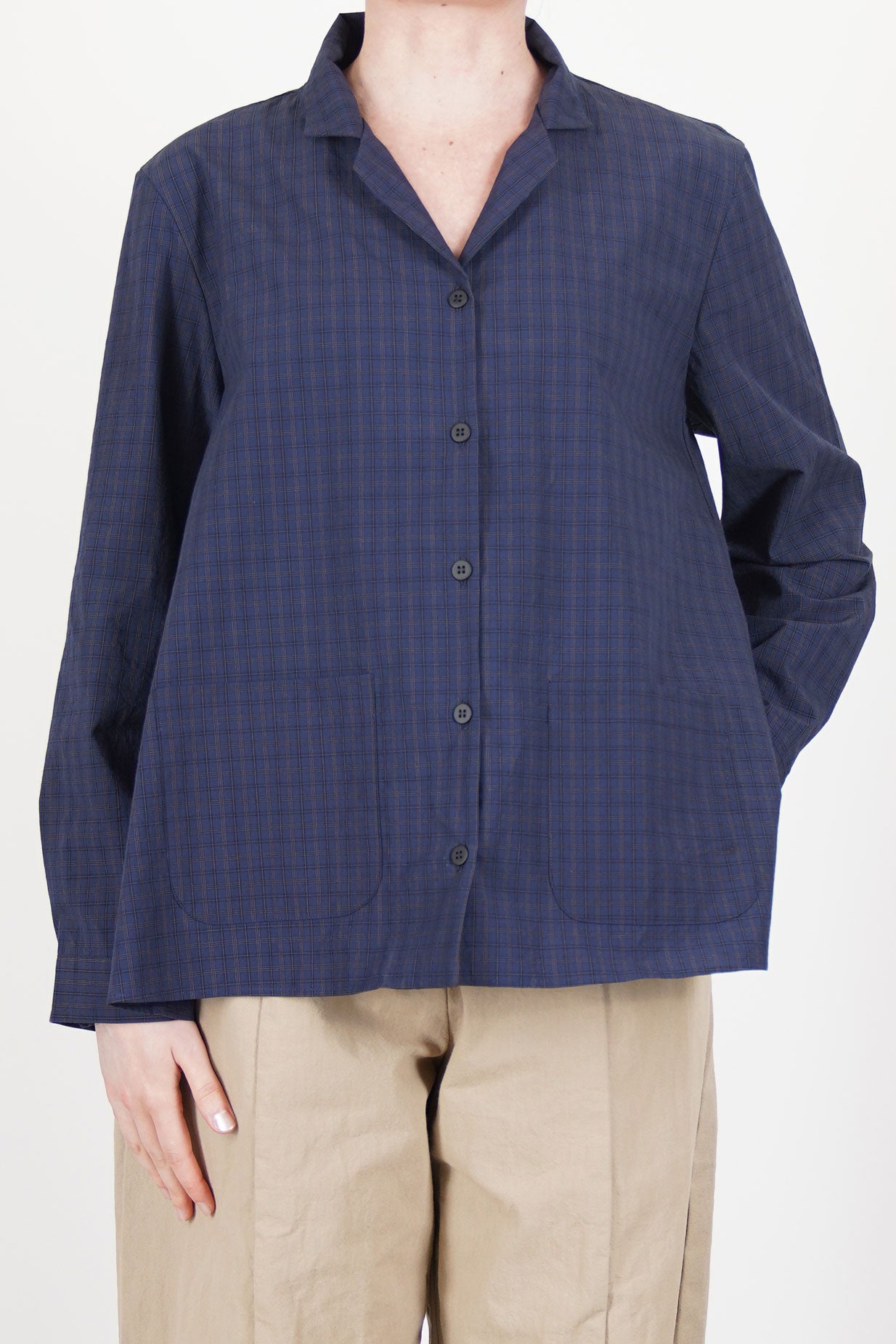 bergfabel シャツ caseycasey arts&science bergfabel jenny shirt navy check | carrousel the store