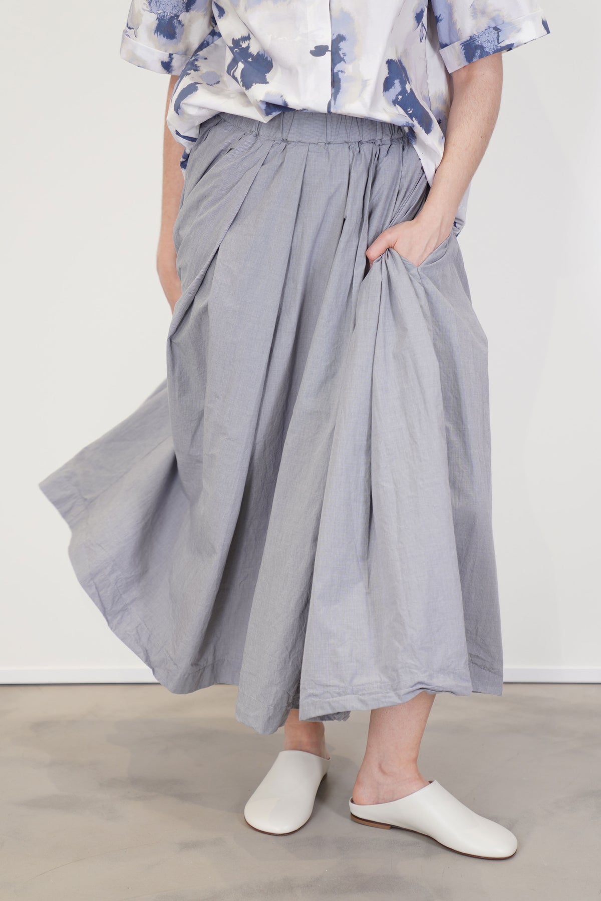 front view of bergfabel matilde skirt charcoal check